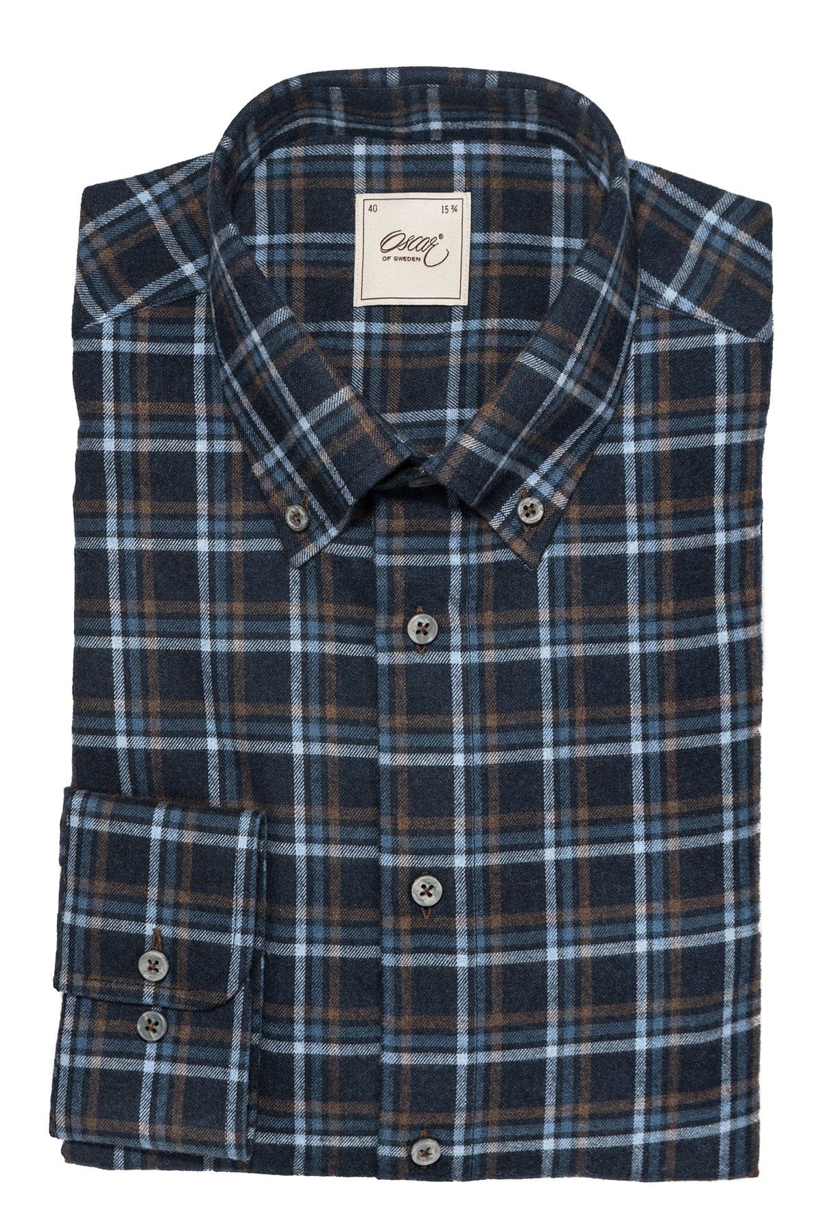 Oscar Flannel Cotton/Wool Shirt - Indigo Blue Check