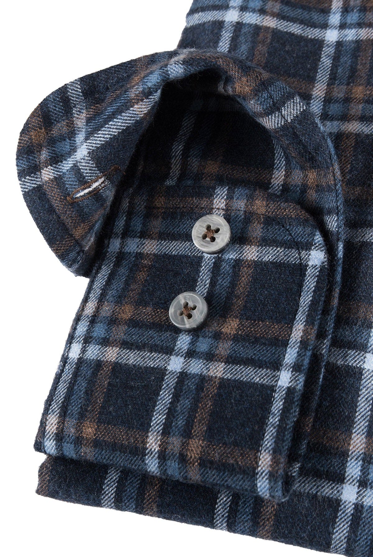 Oscar Flannel Cotton/Wool Shirt - Indigo Blue Check