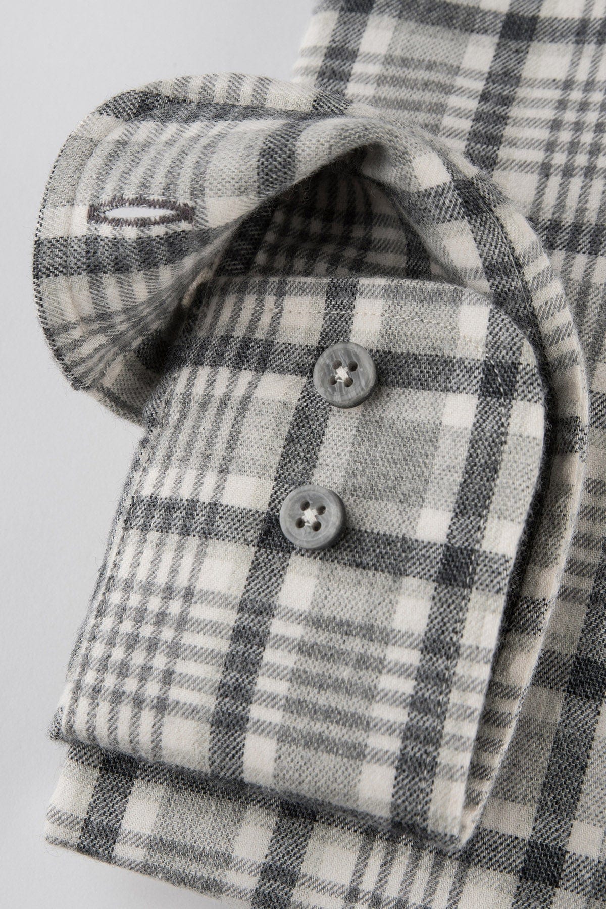 Oscar Flannel Cotton/Wool Shirt - Silver Grey Check