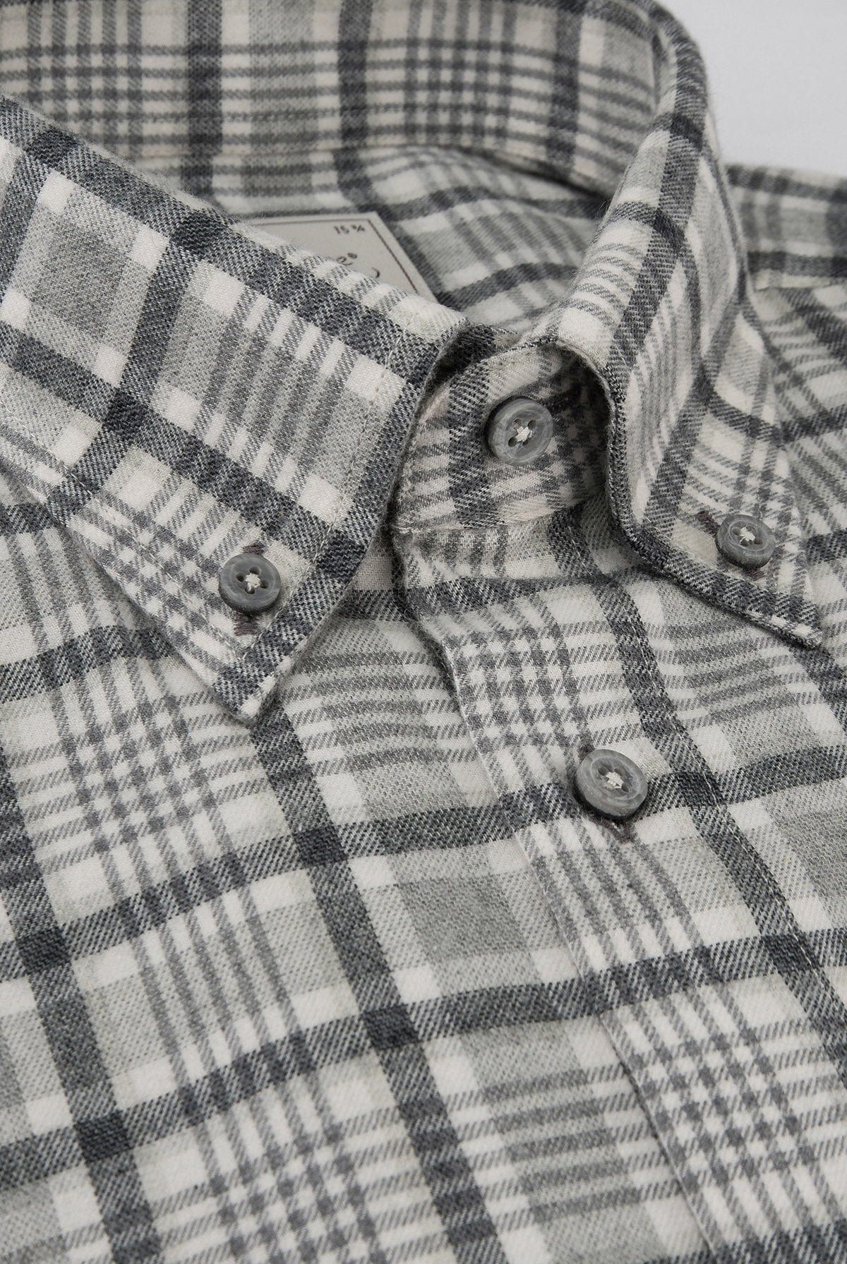 Oscar Flannel Cotton/Wool Shirt - Silver Grey Check
