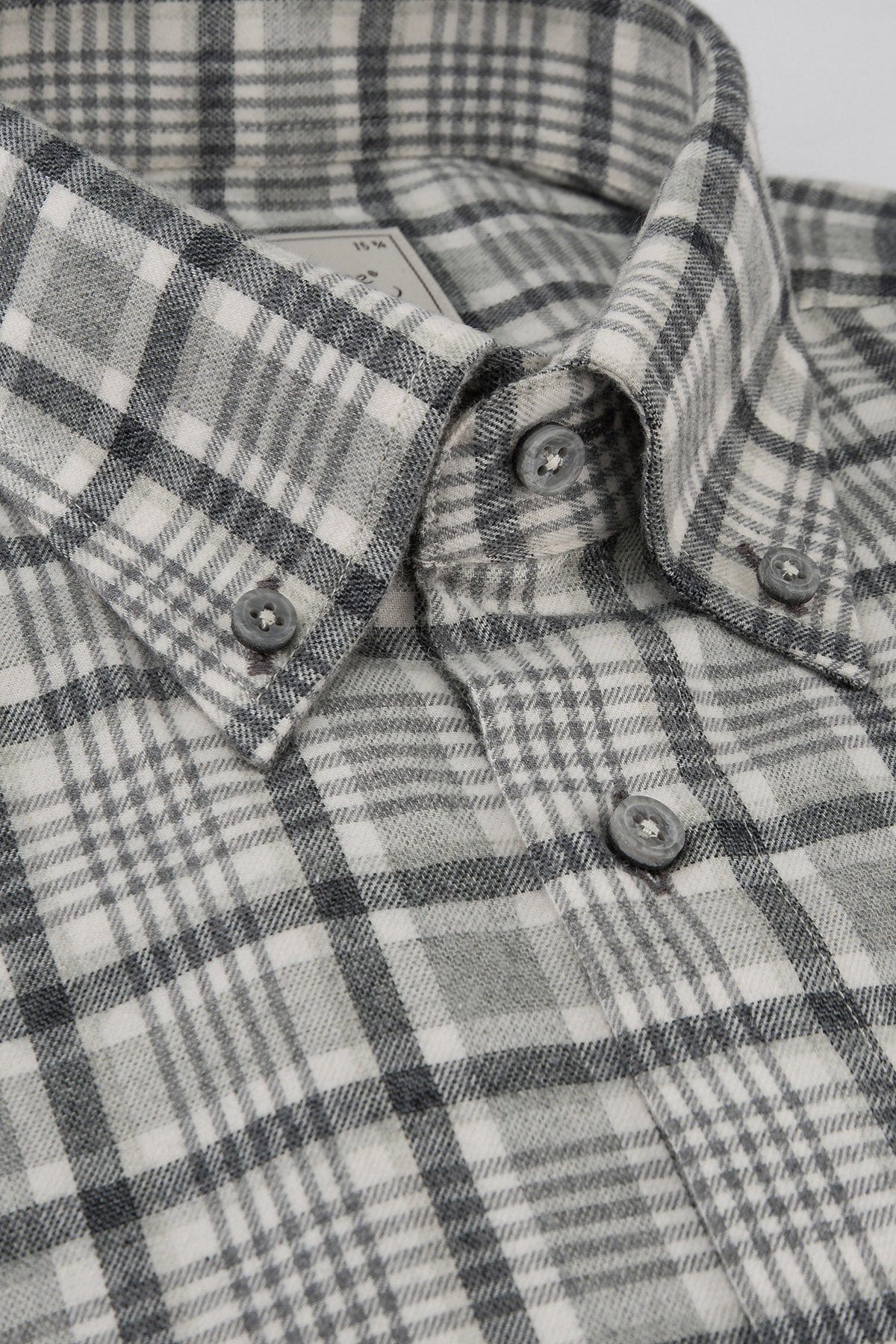 Oscar Flannel Cotton/Wool Shirt - Silver Grey Check