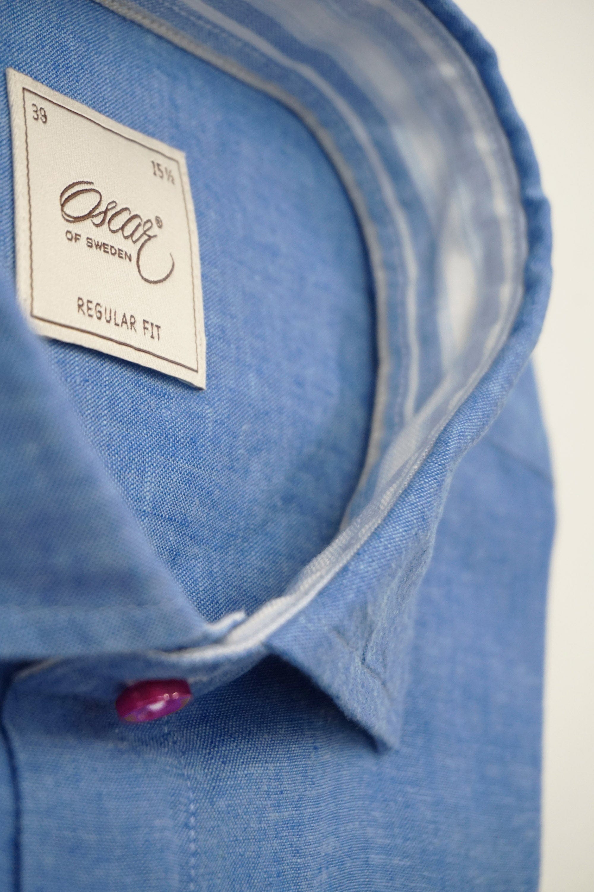 Oscar Plain Linen Blend Regular Fit Shirt - Blue