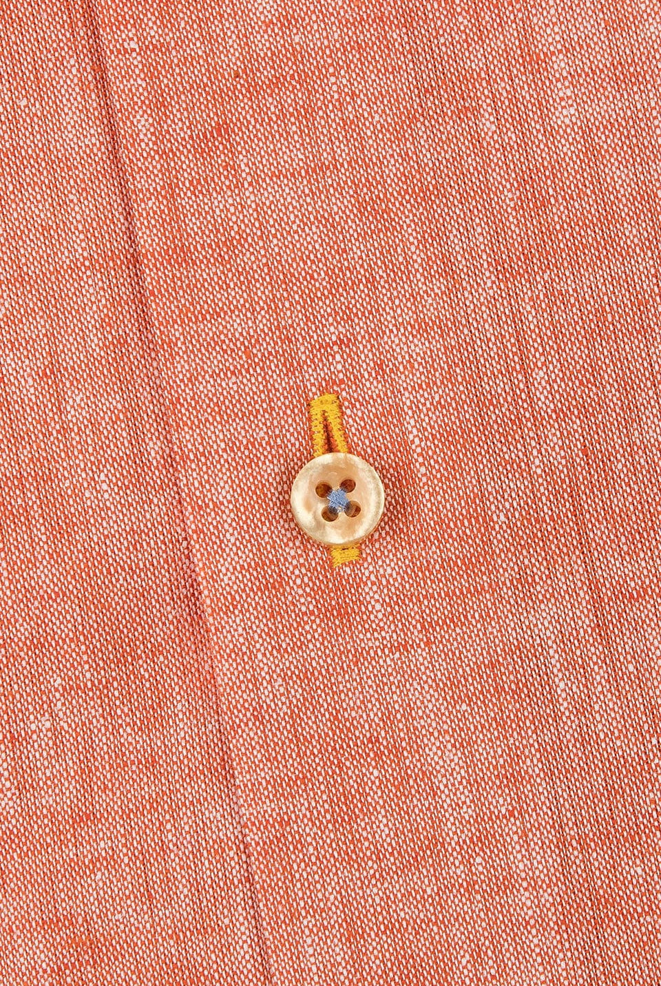 Oscar Plain Linen Blend Regular Fit Shirt - Orange