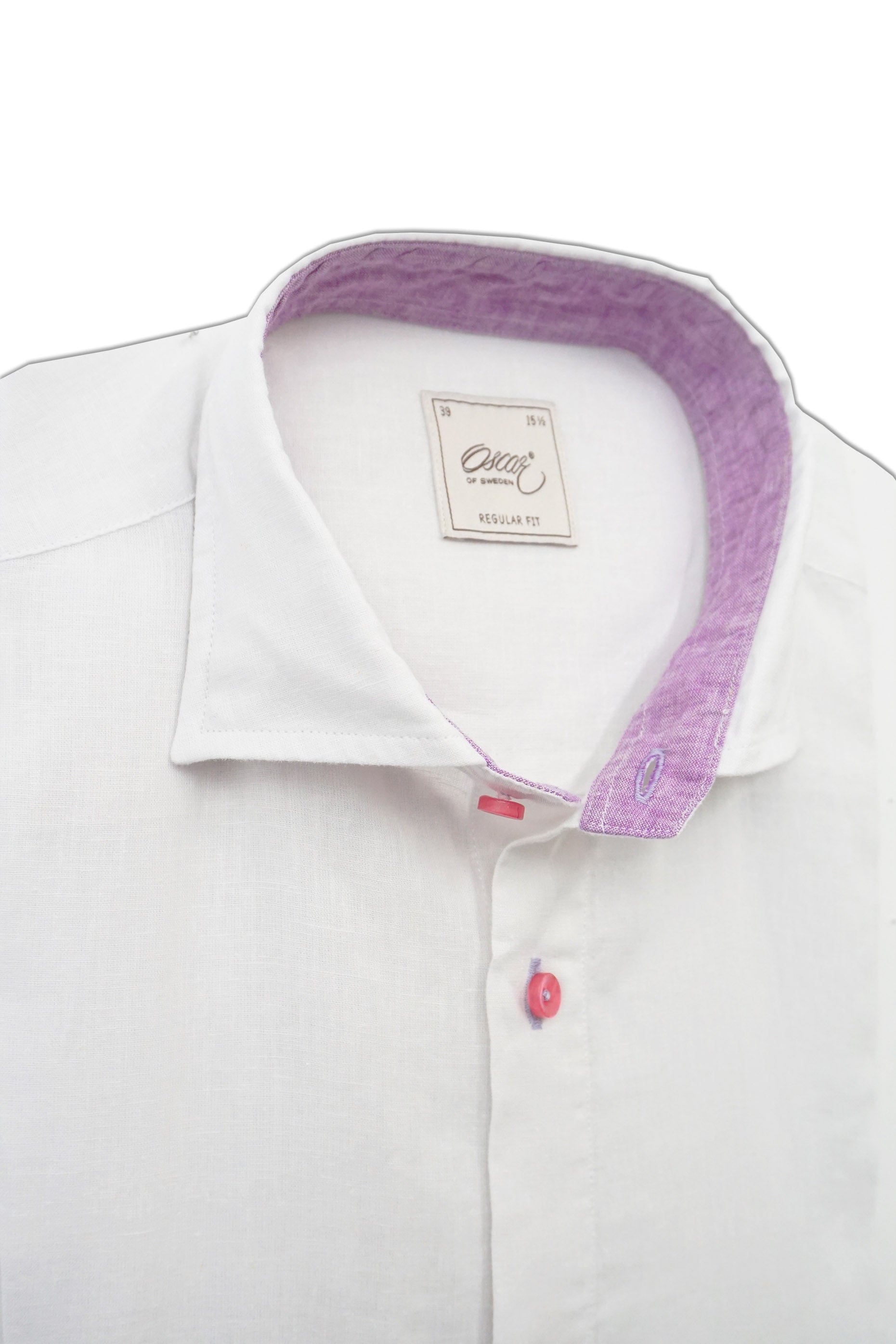 Oscar Plain Linen Blend Regular Fit Shirt - White