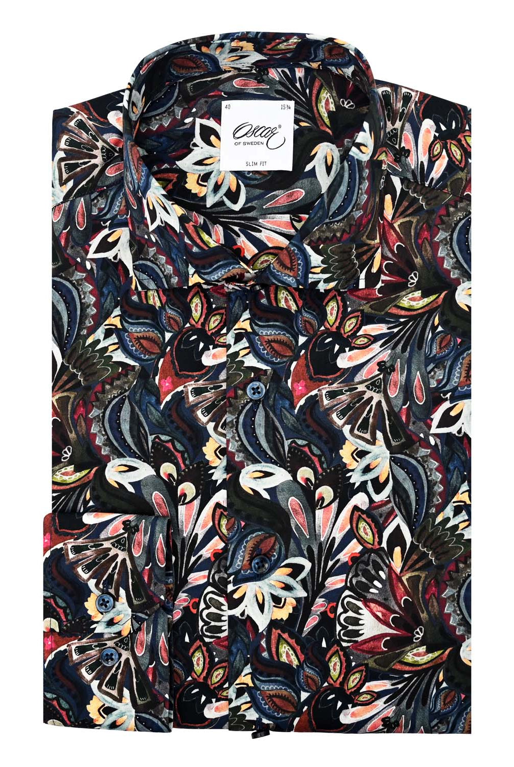 Oscar Pure Cotton Abstract Print Shirt - Dark Blue