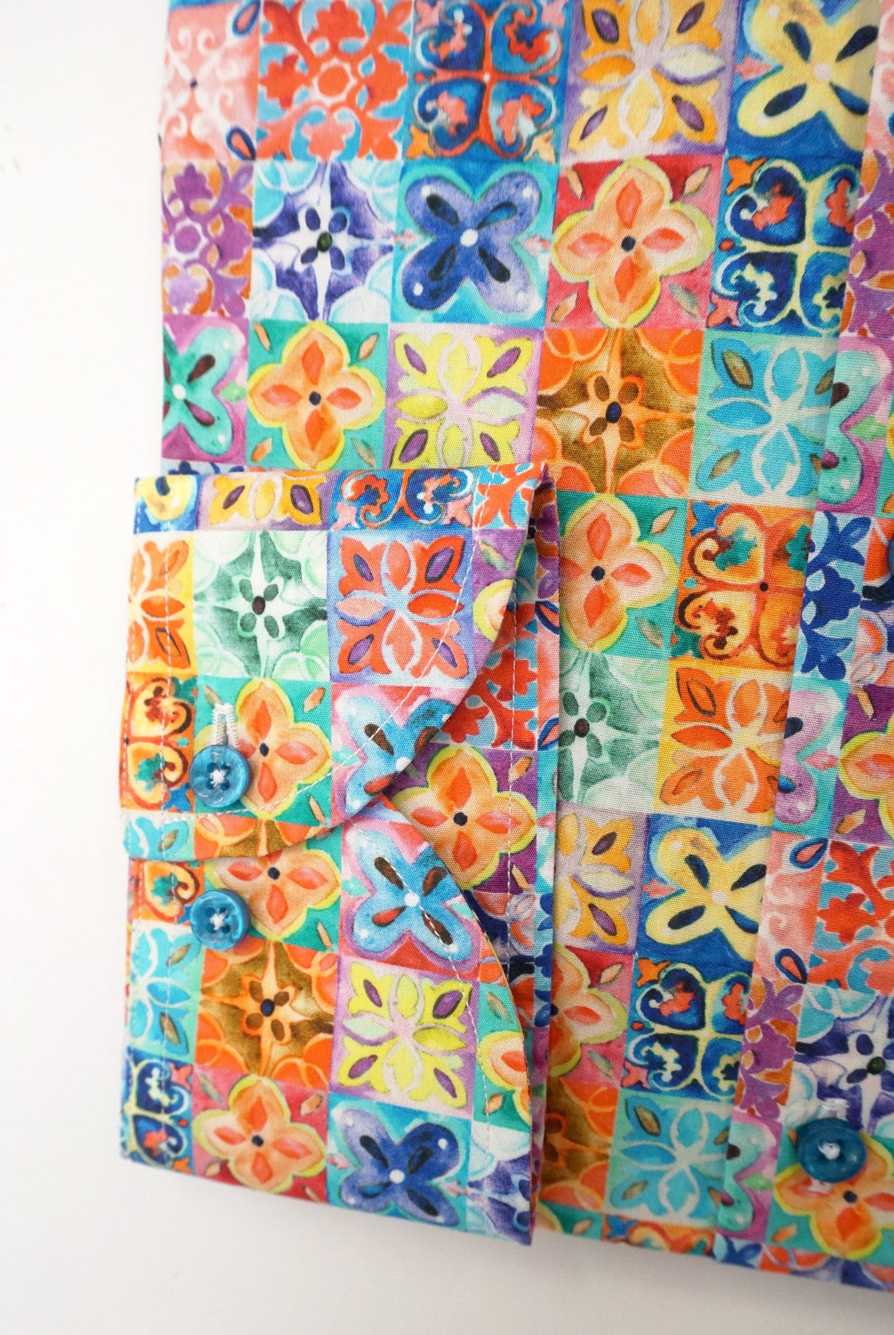 Oscar Pure Cotton Bright Tile Print Shirt - Multi