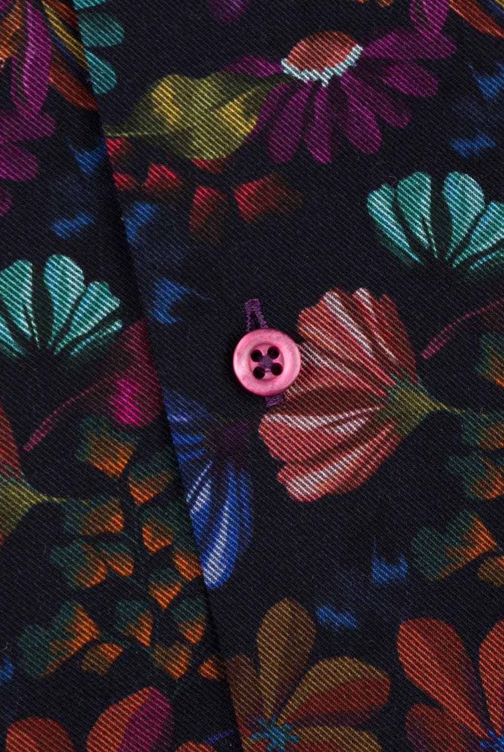 Oscar Pure Cotton Dark Floral Shirt with Trim - Indigo Blue