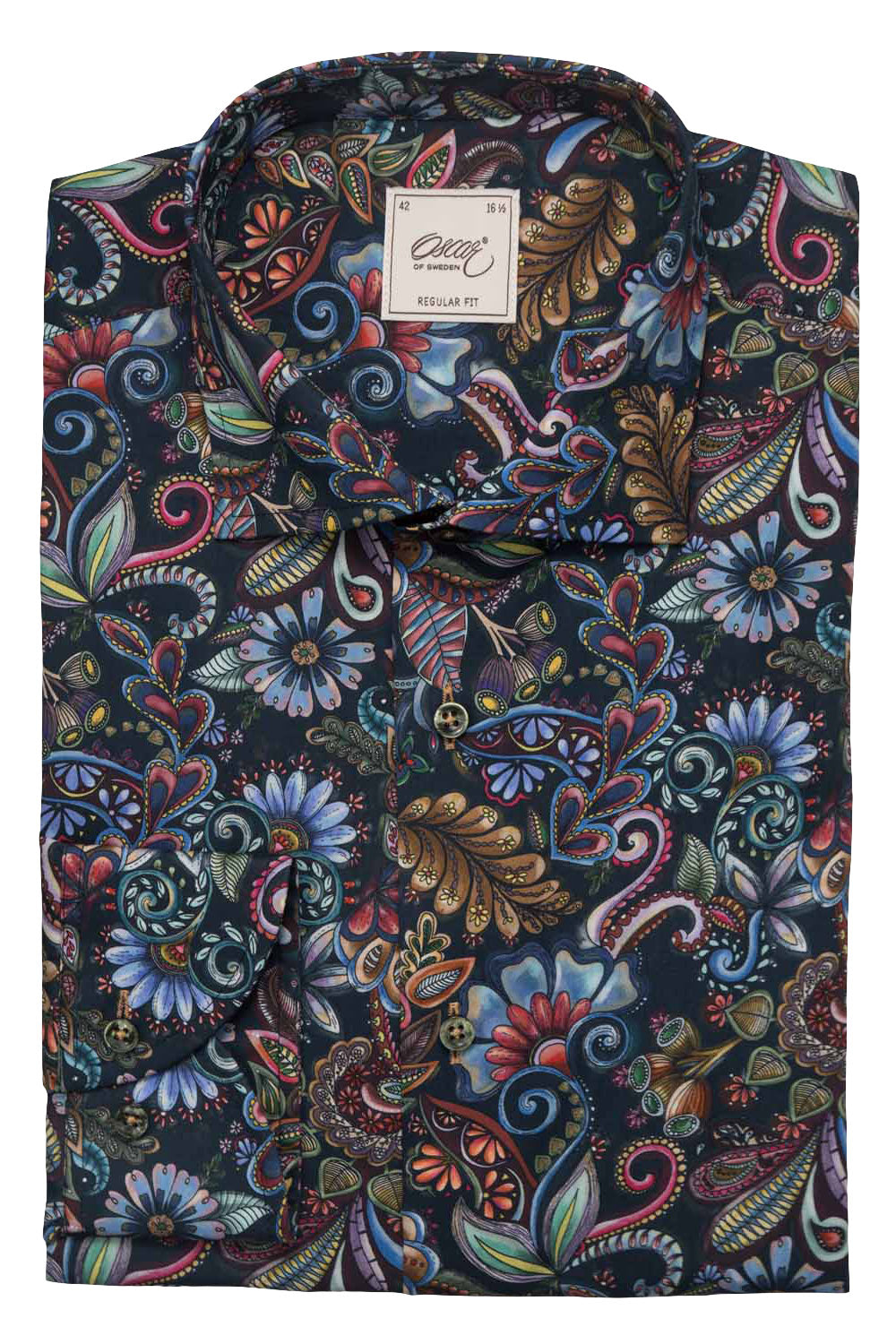 Oscar Pure Cotton Floral Print Shirt - Dark Indigo