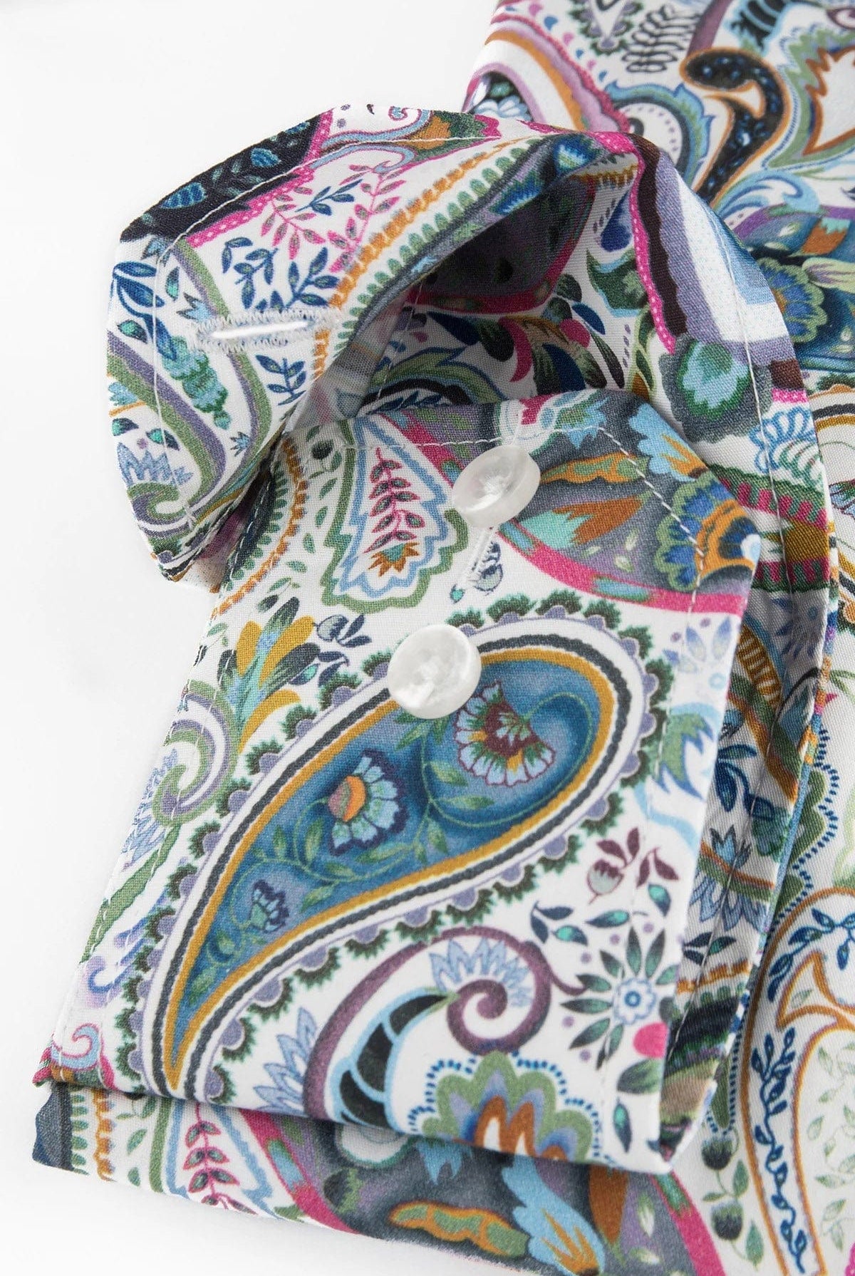 Oscar Pure Cotton Large Paisley Print Shirt - White Print