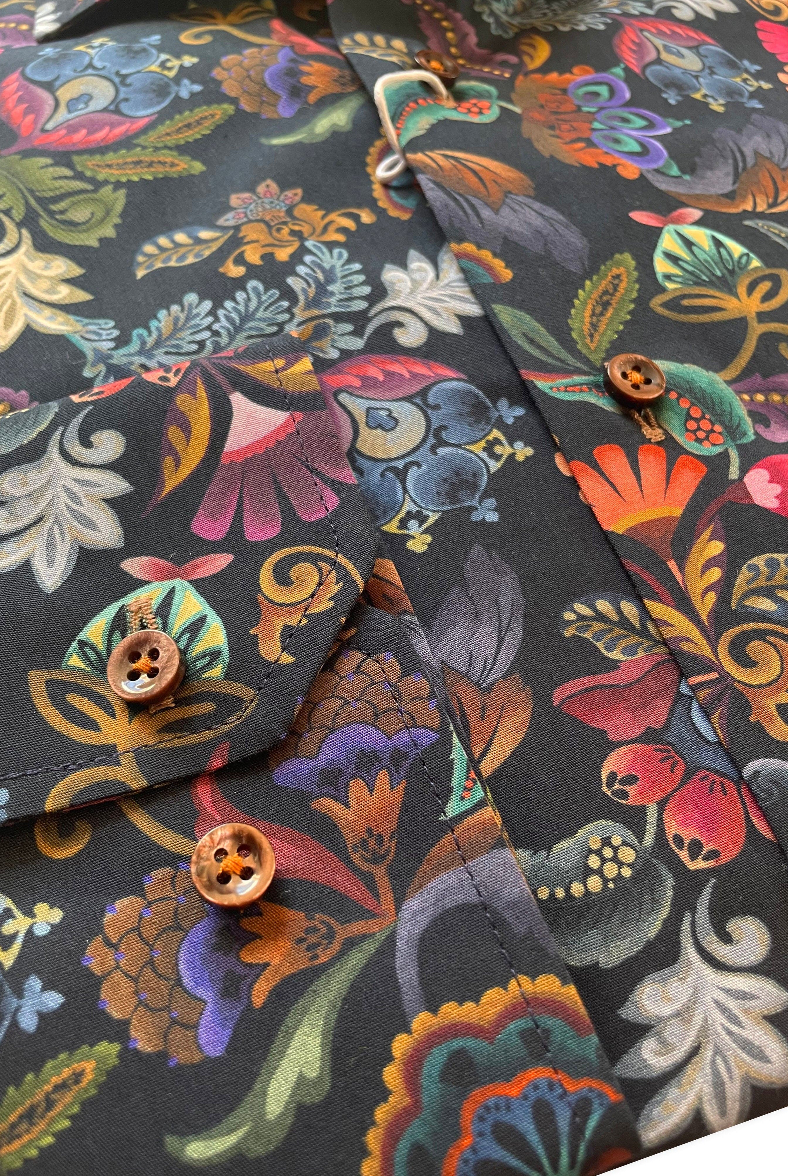 Oscar Pure Cotton Printed Floral Printed Shirt - Indigo Blue