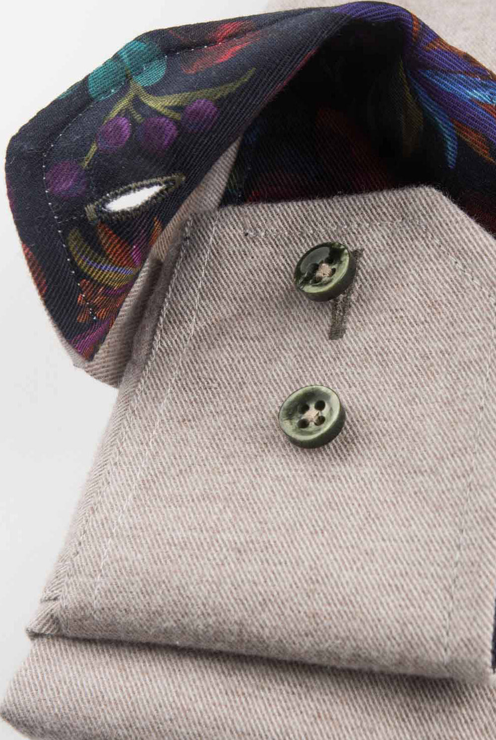 Oscar Pure Cotton Slub Shirt with Trim - Champagne