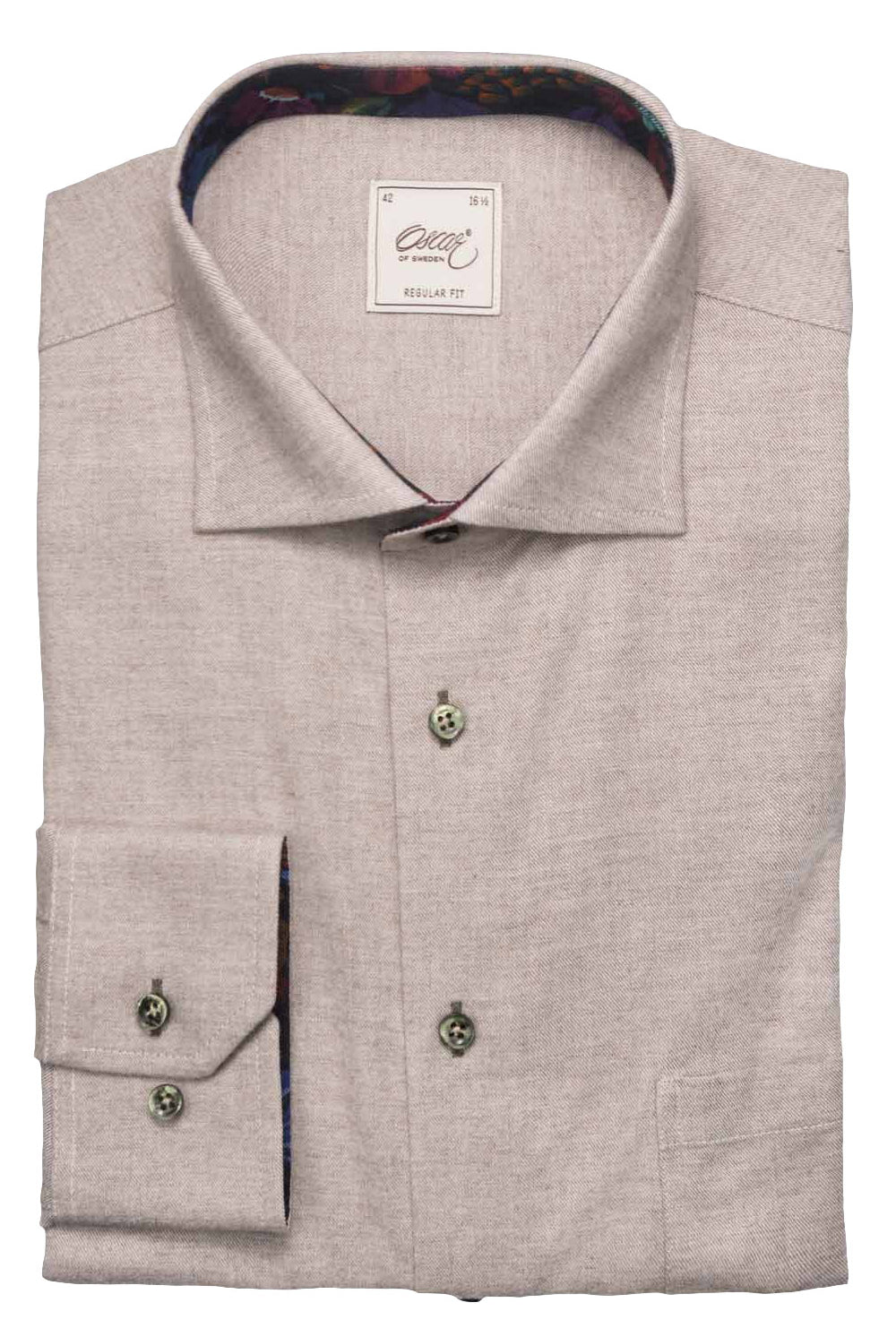 Oscar Pure Cotton Slub Shirt with Trim - Champagne