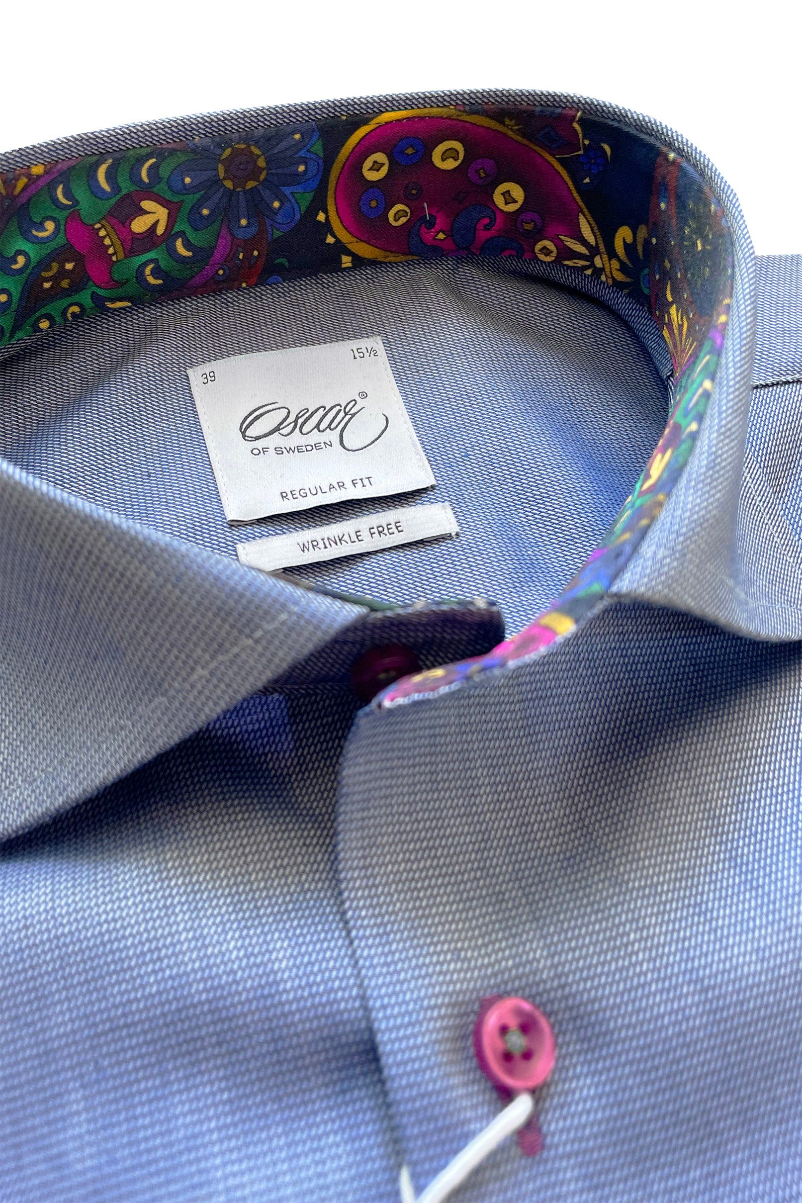 Oscar Pure Cotton Wrinkle Free Shirt - Mid Blue