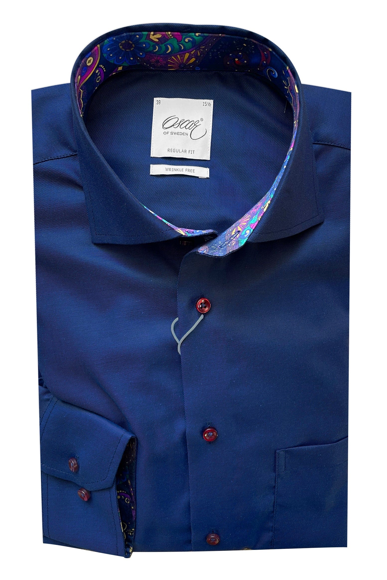 Oscar Pure Cotton Wrinkle Free Shirt - Navy
