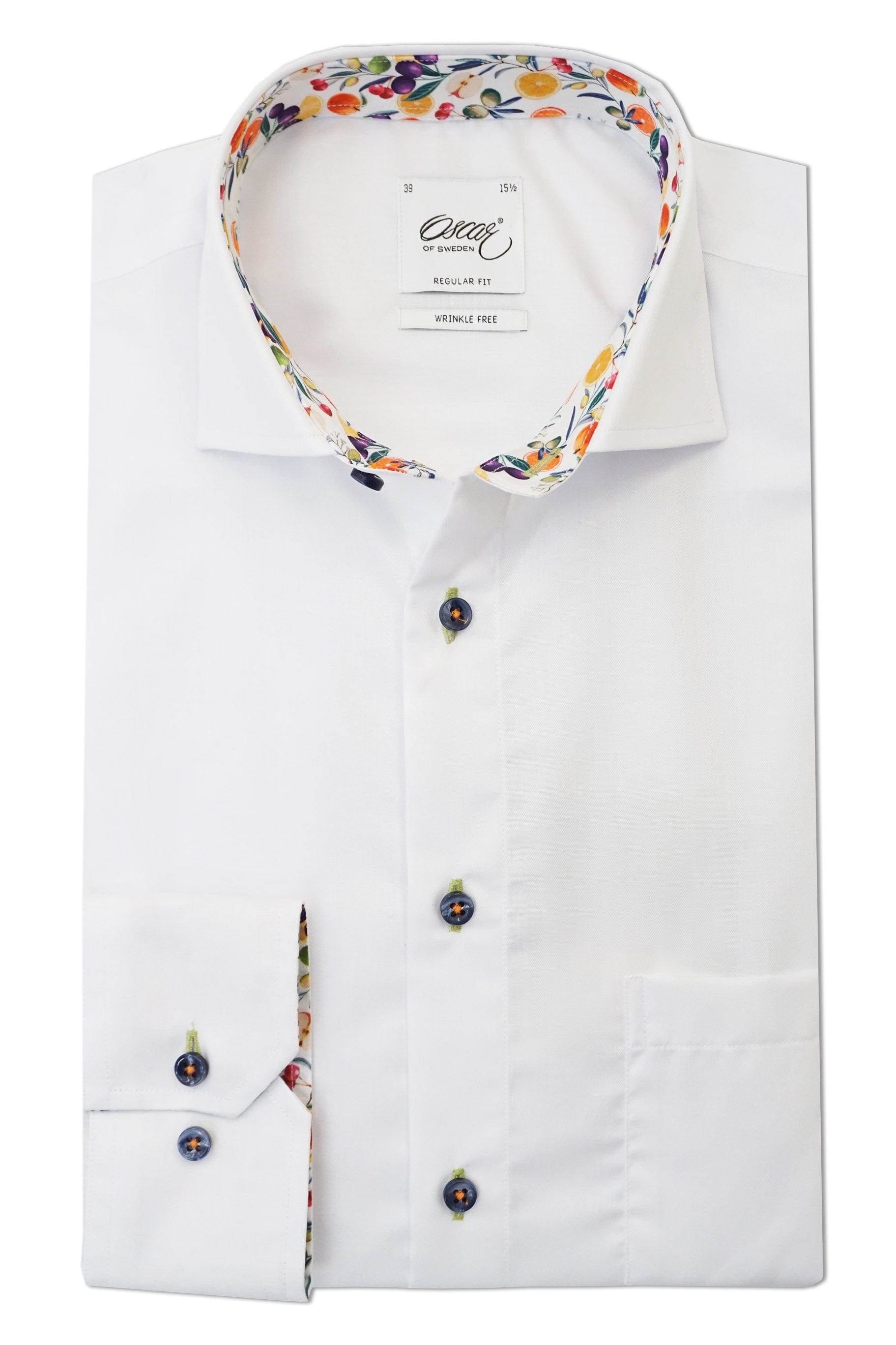 Oscar Pure Cotton Wrinkle Free Shirt with Trim Detailing - White