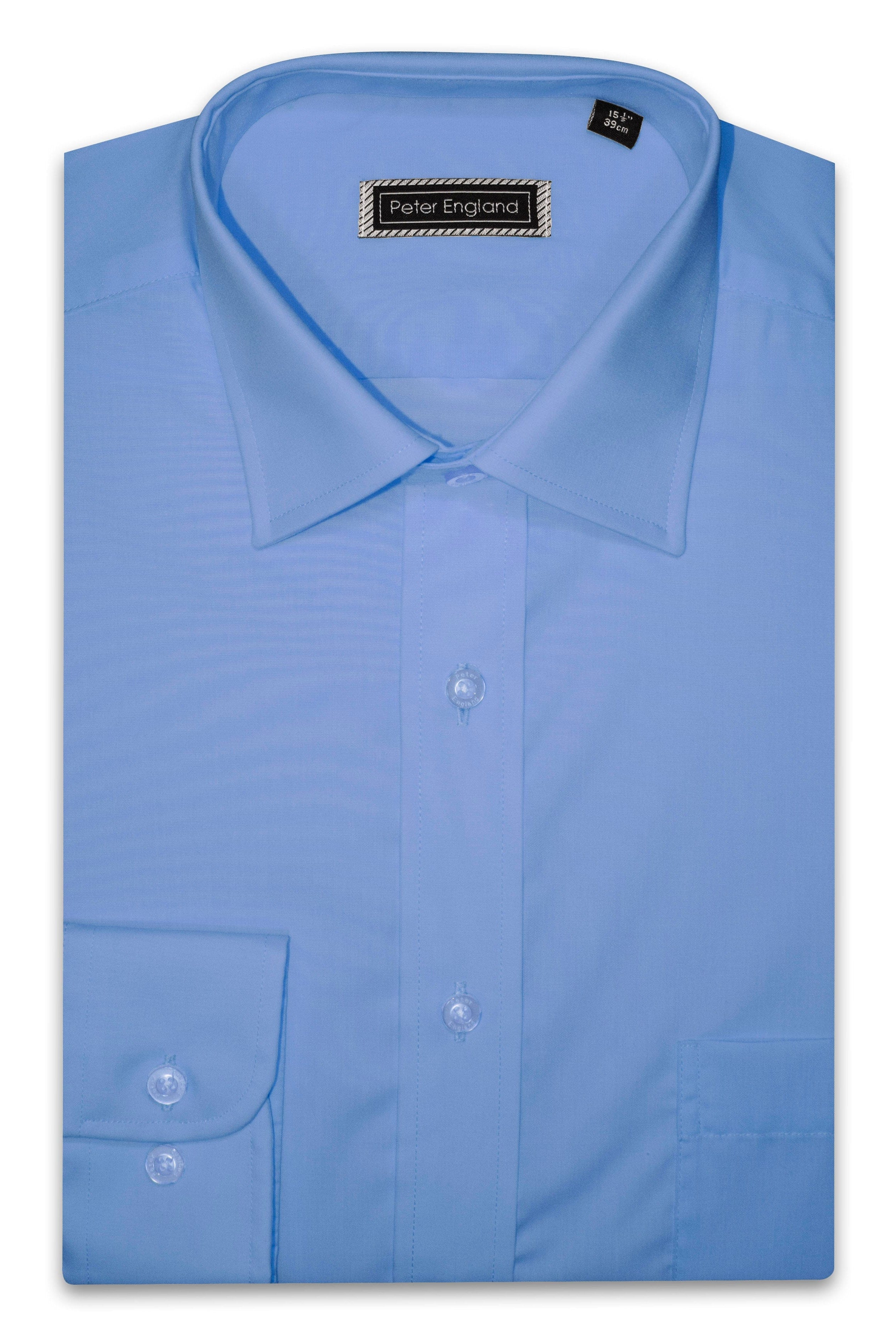 Peter England Non-Iron Plain Shirt - French Blue