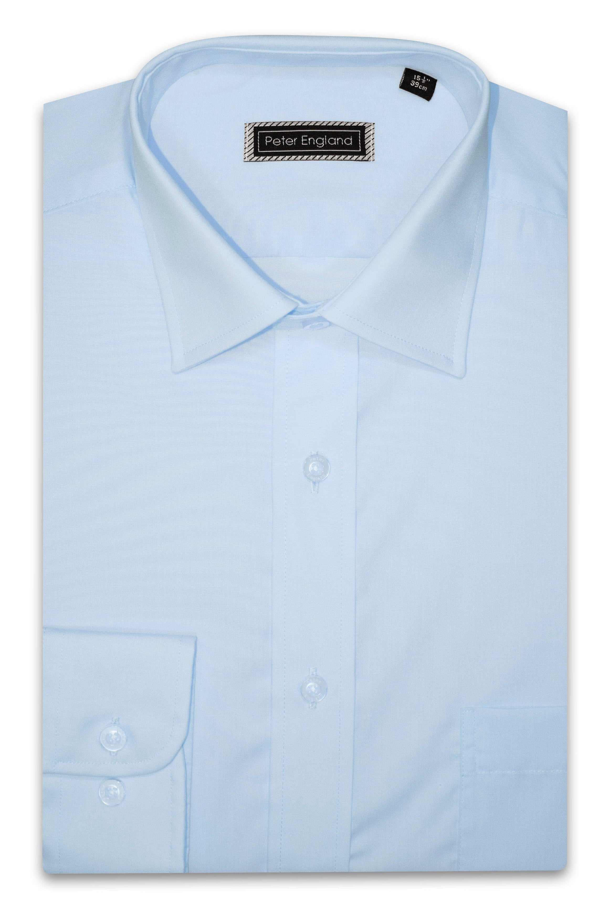 Peter England Non-Iron Plain Shirt - Large Sizes - Light Blue