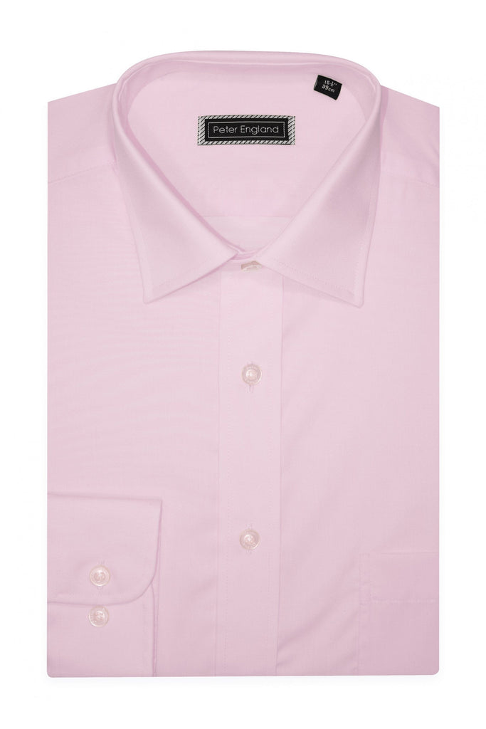 Peter England Non-Iron Plain Shirt - Large Sizes - Salmon Pink