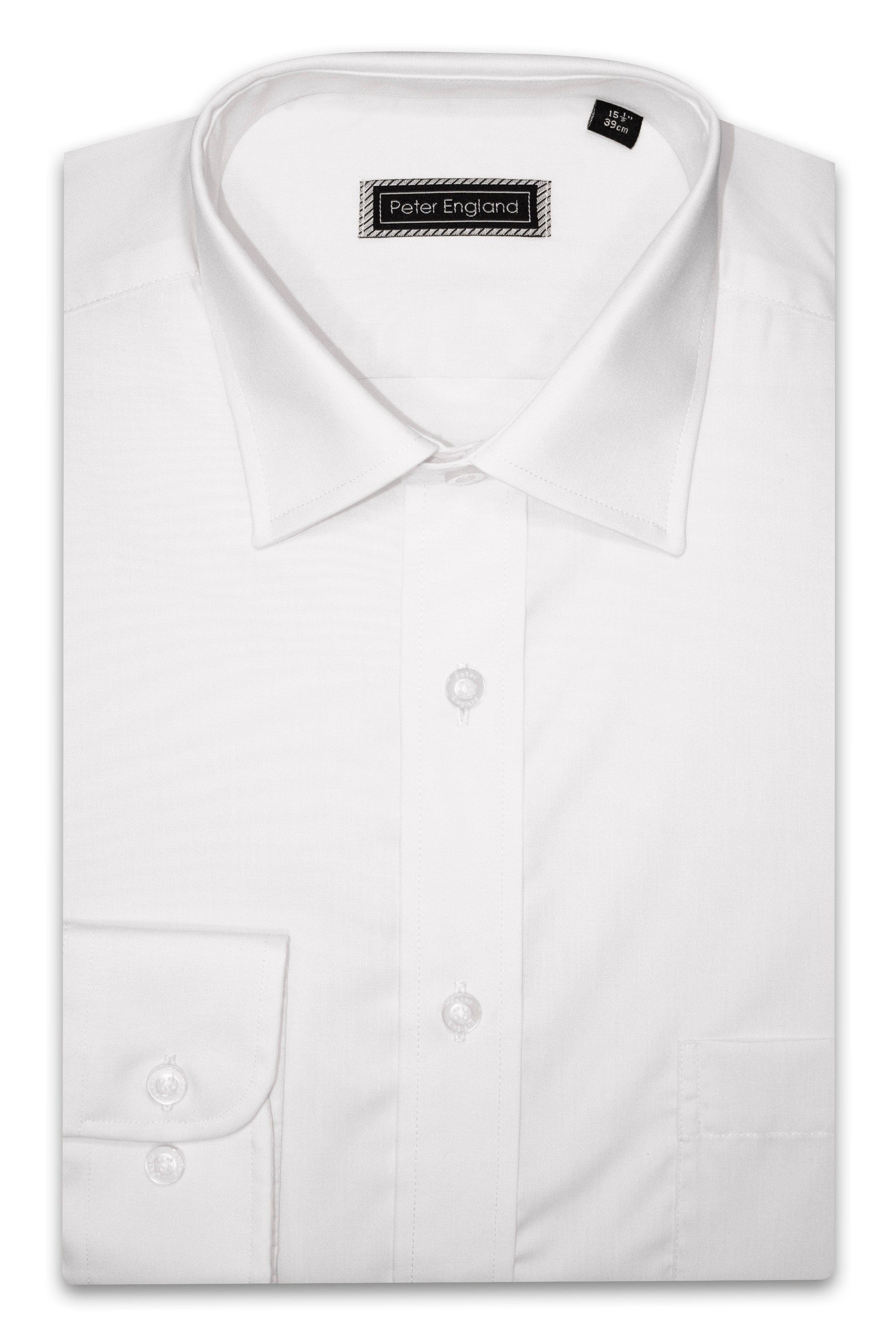 Peter England Non-Iron Plain Shirt - Large Sizes - White
