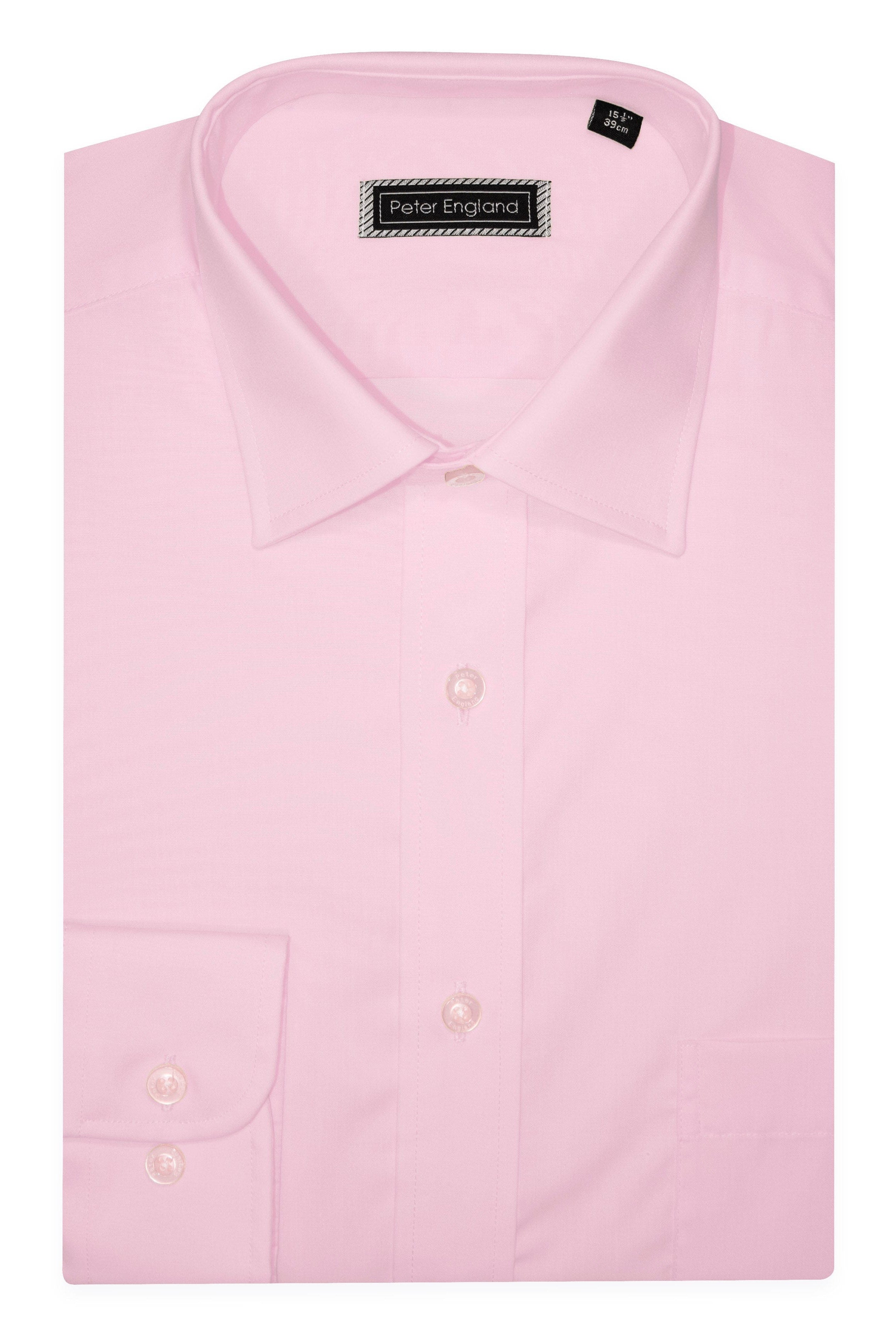 Peter England Non-Iron Plain Shirt - Pink PE9010_113_14.5