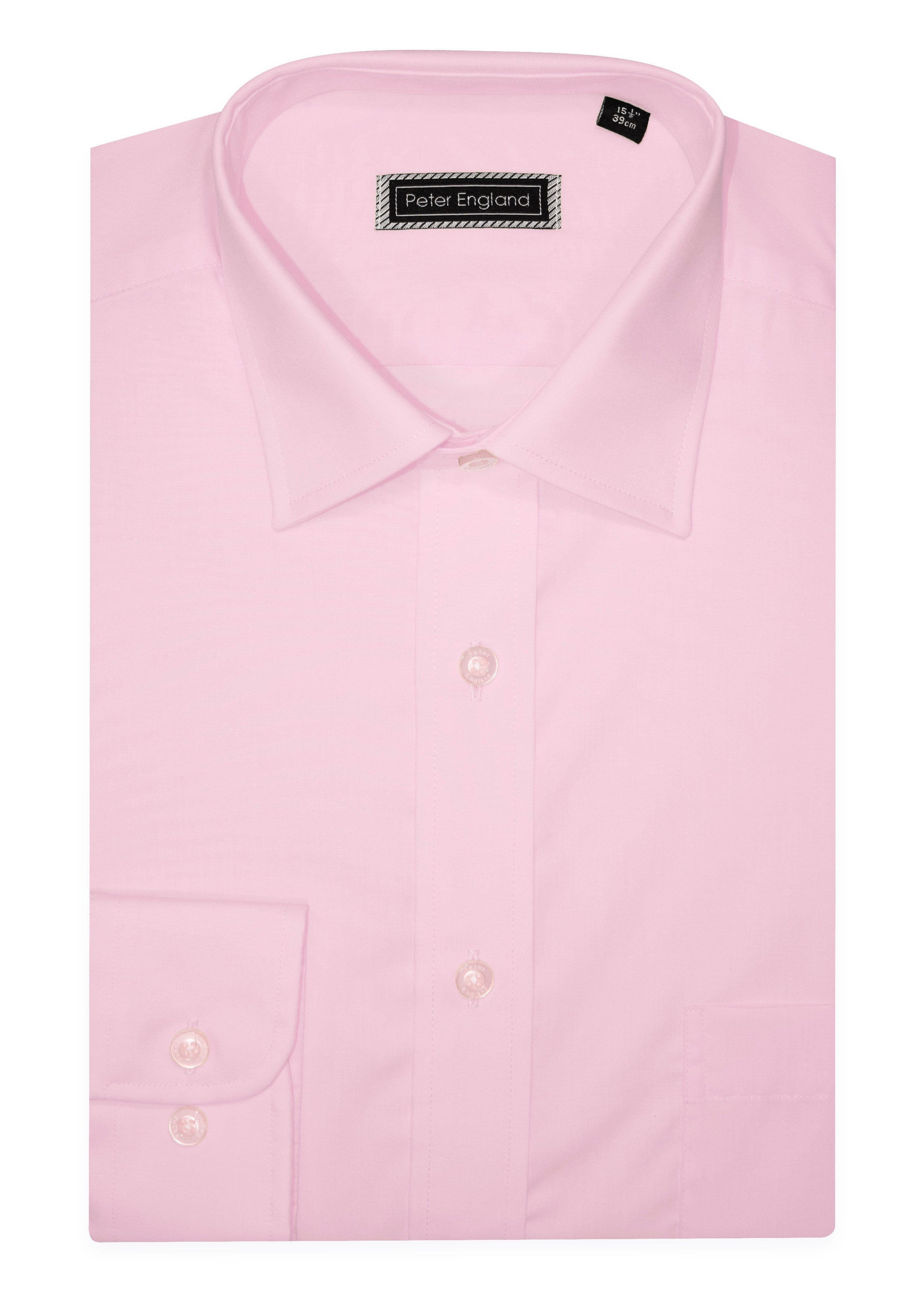 Peter England Non-Iron Plain Shirt - Pink PE9010_113_14.5