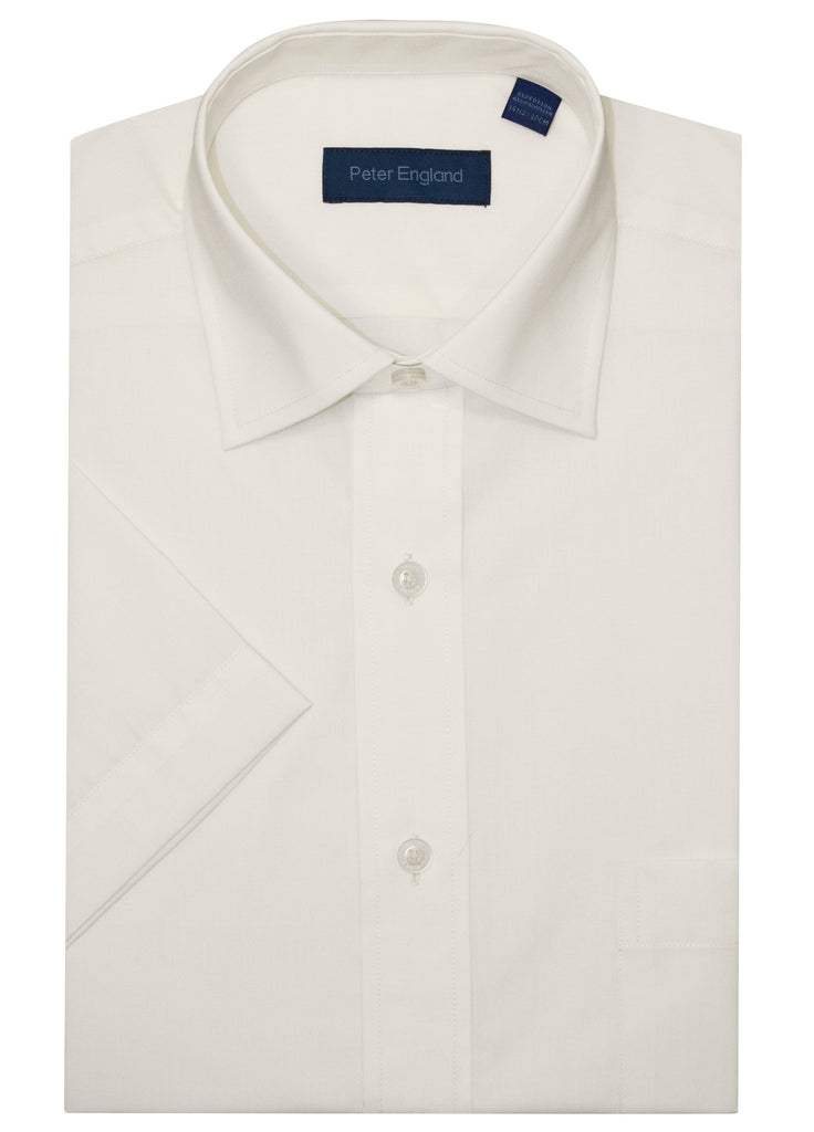 Peter England Non-Iron Plain Short Sleeve Shirt - White