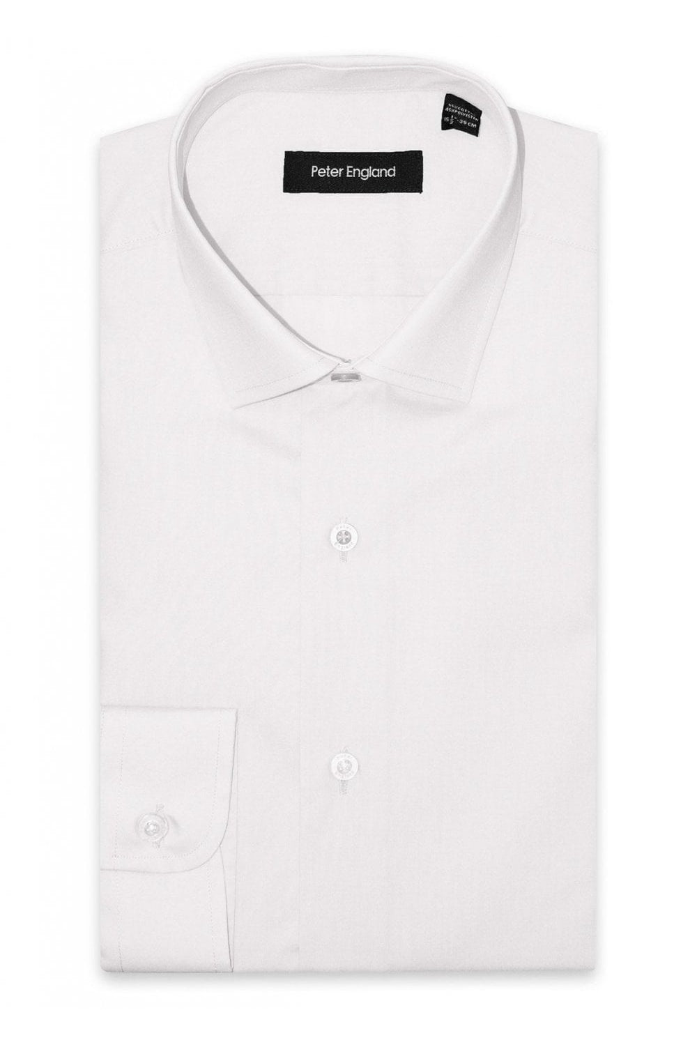 Peter England Non-Iron Tailored Fit Plain Shirt - White