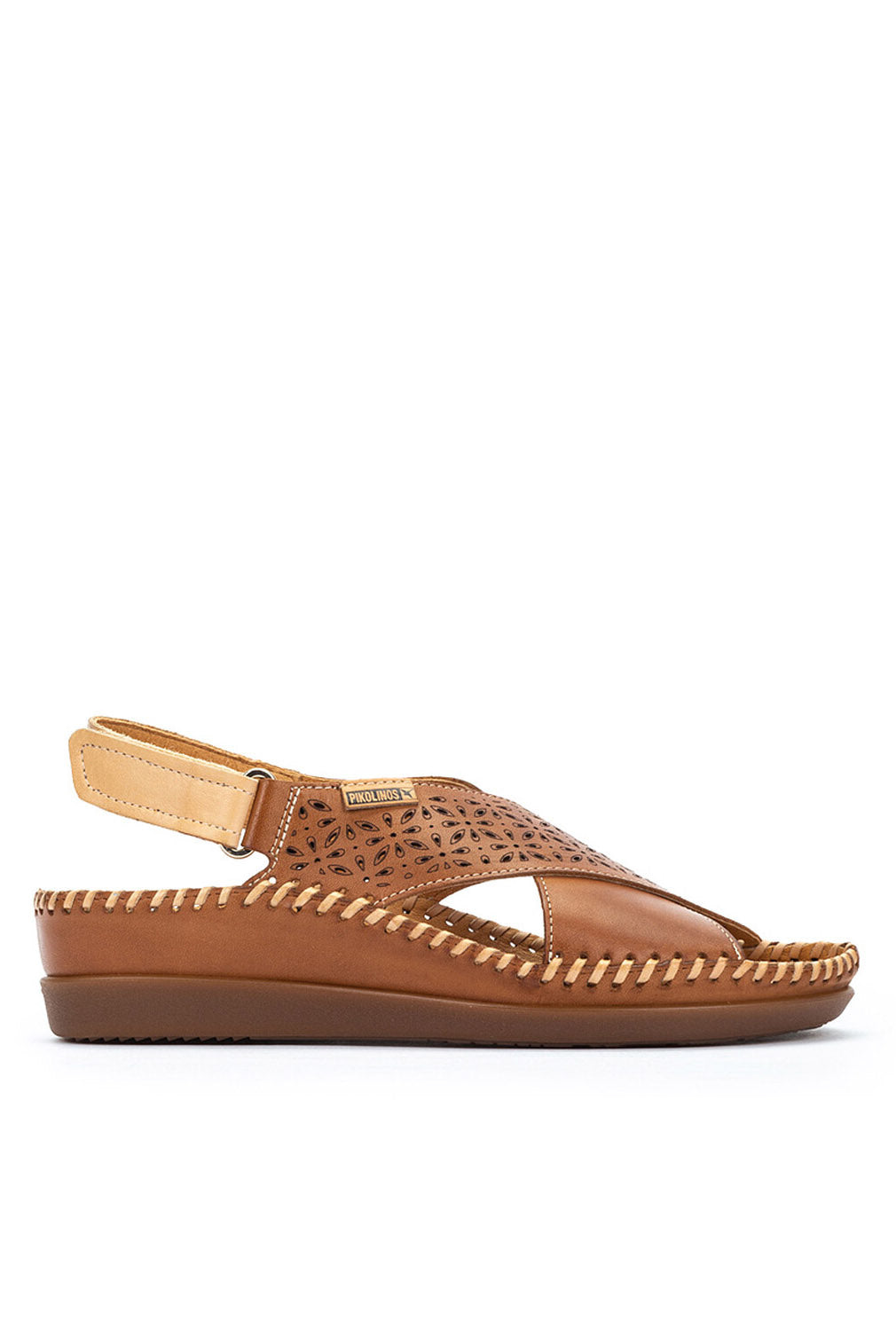 Pikolinos Cadaques Leather Peep-Toe Sandals - Brandy