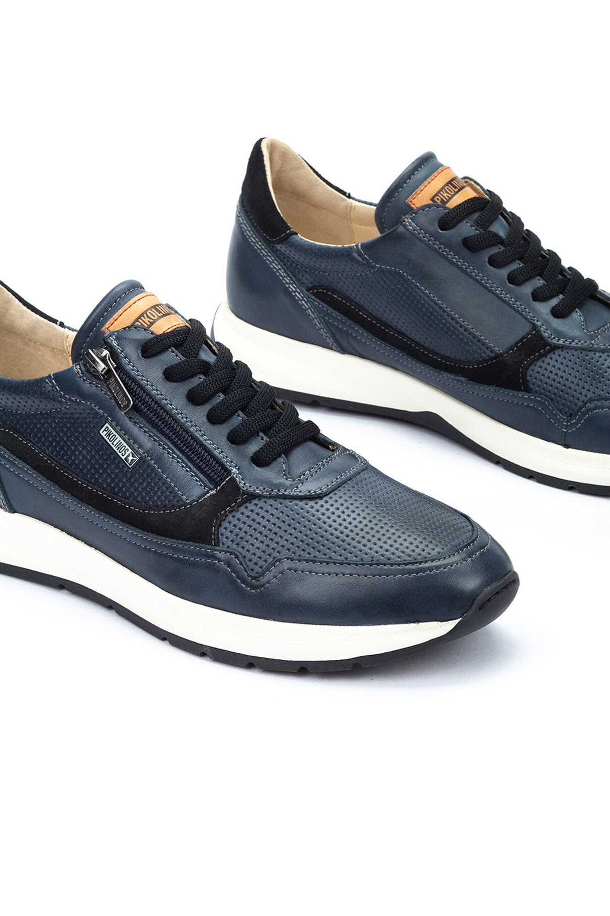 Pikolinos Getafe Leather Side-Zip Trainers - Blue