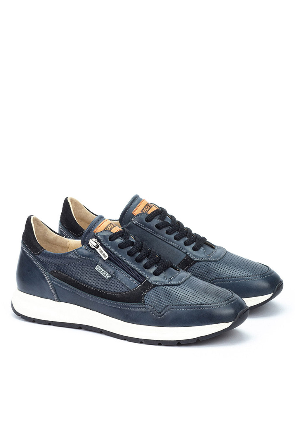 Pikolinos Getafe Leather Side-Zip Trainers - Blue