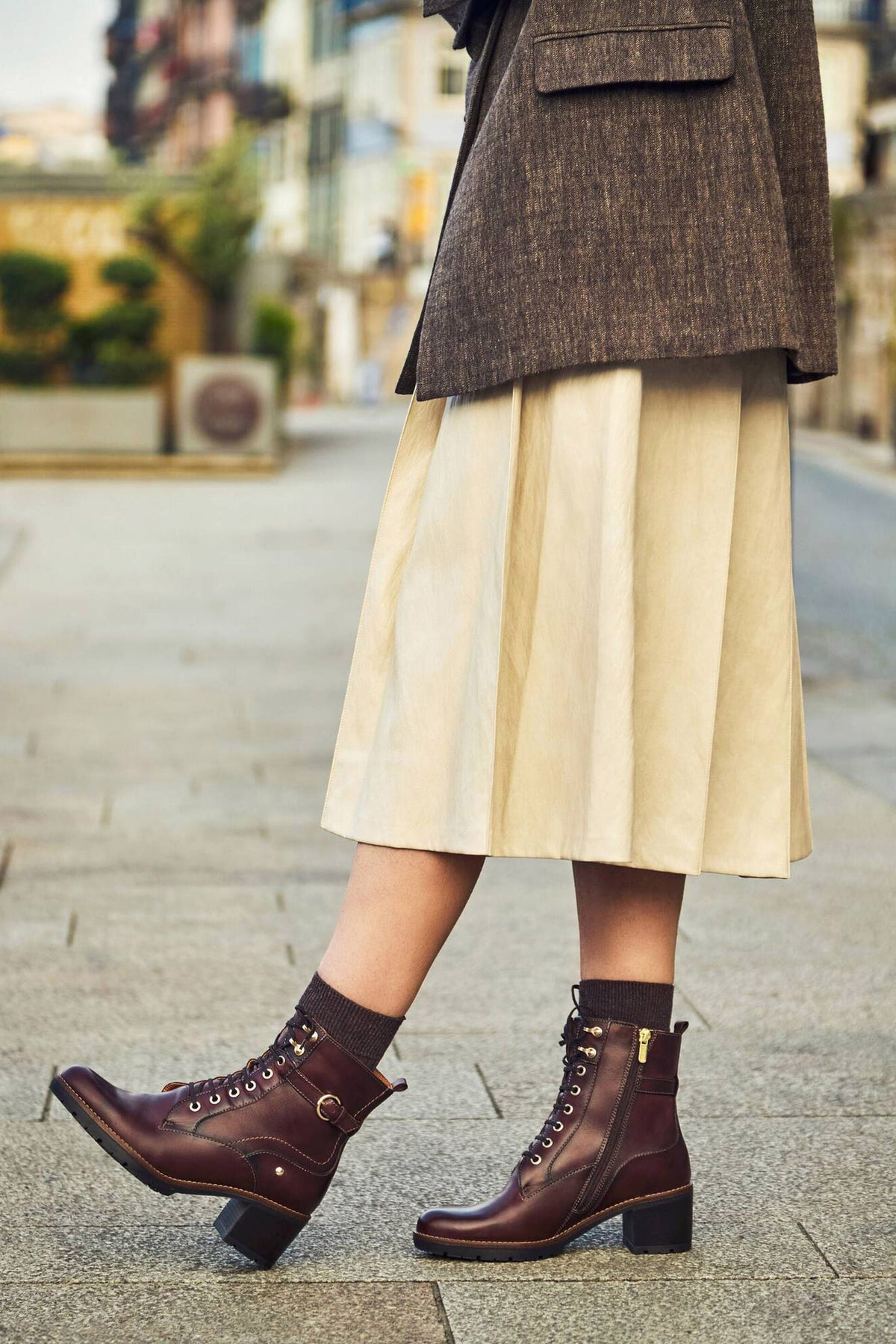 Pikolinos Llanes Leather Heeled Ankle Boot - Caoba