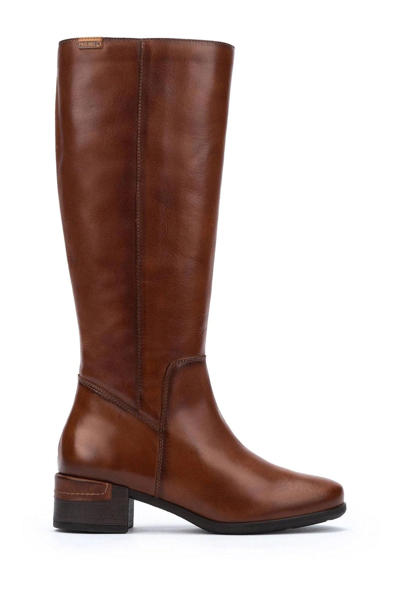 Pikolinos Malaga Leather Mid Heel Tall Boots - Chocolate