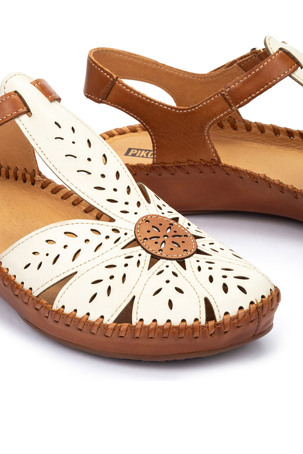 Pikolinos P Vallarta Leather Detail Sandals - Nata