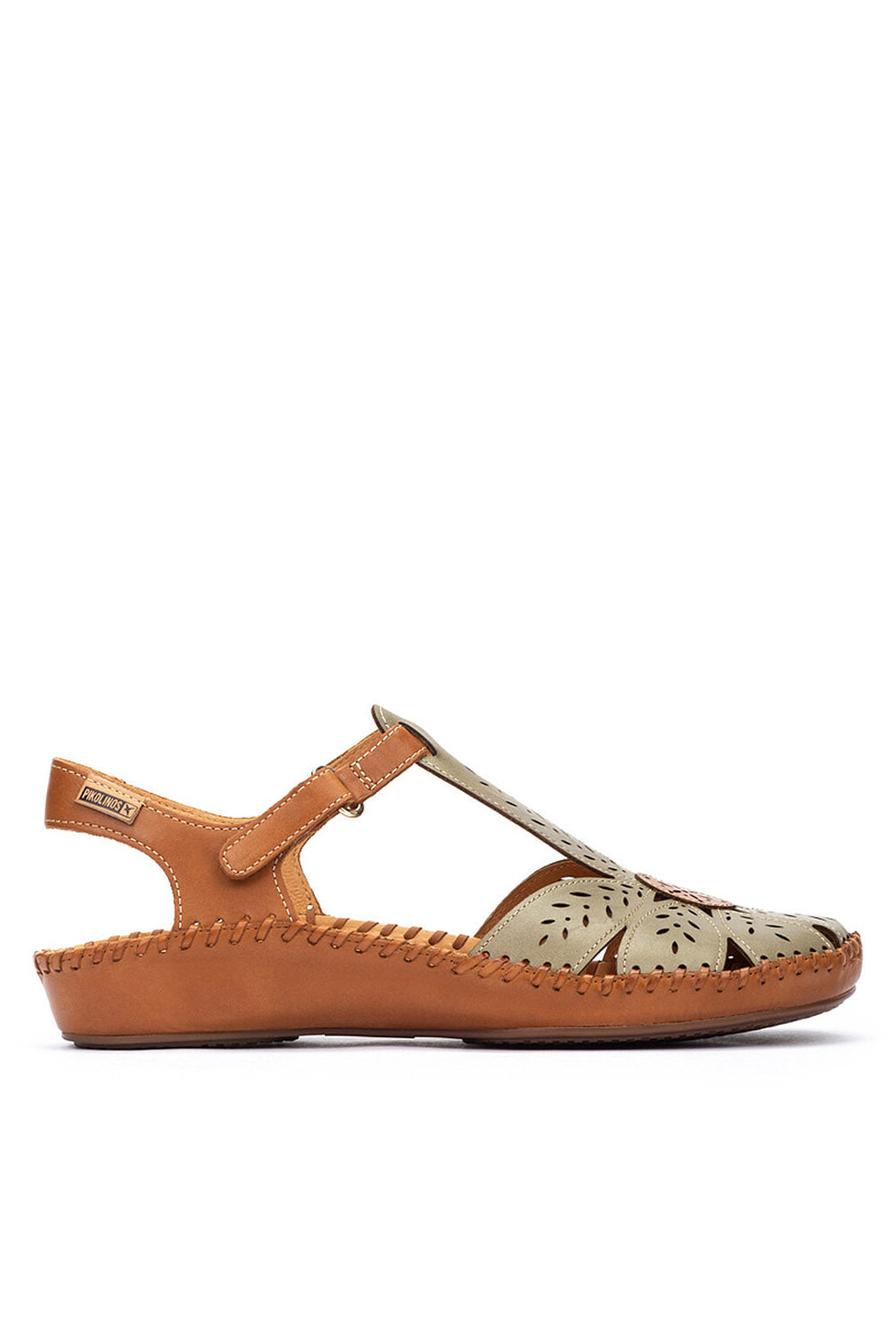 Pikolinos P Vallarta Leather Detail Sandals - Sage