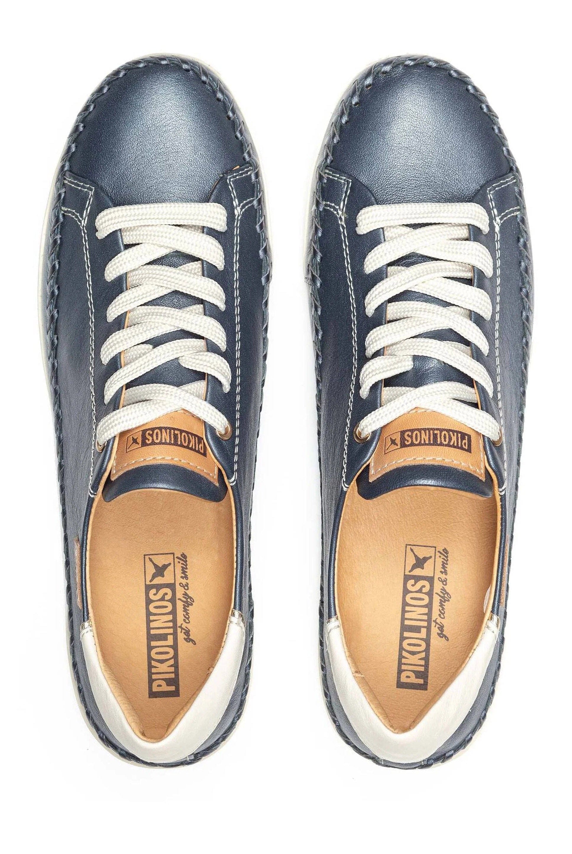 Pikolinos Soller Leather Trainers with Elastic Laces - Blue
