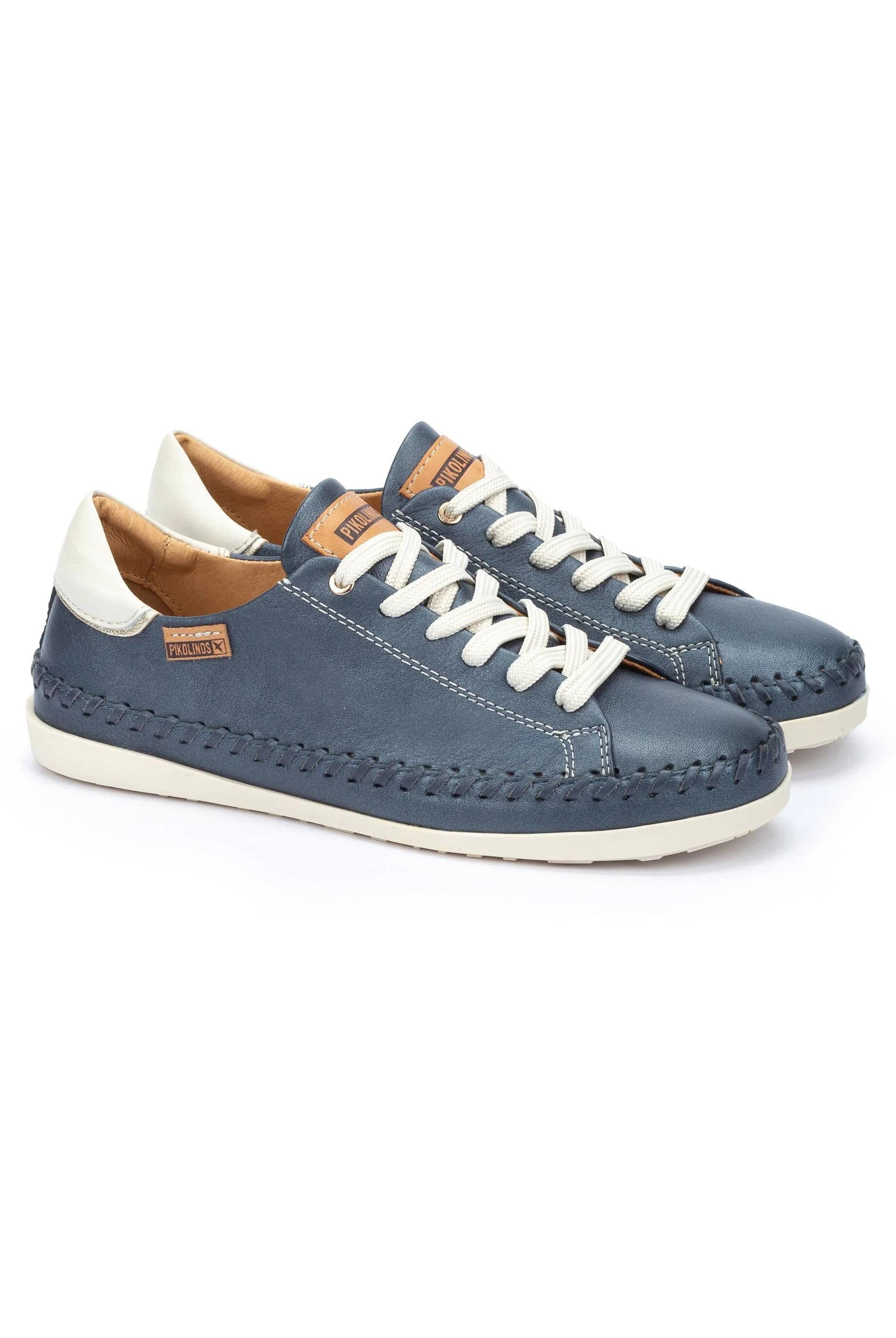Pikolinos Soller Leather Trainers with Elastic Laces - Blue