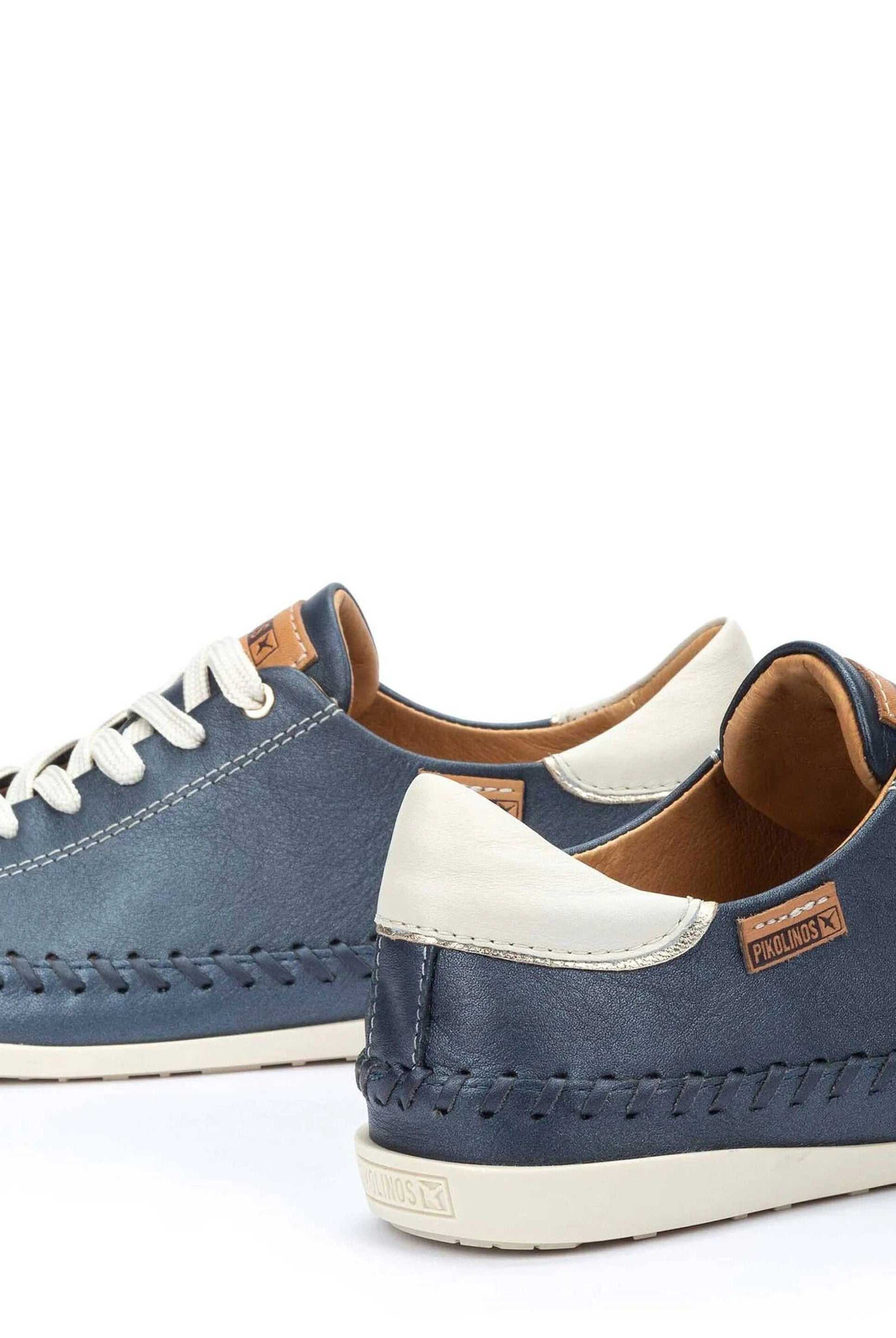 Pikolinos Soller Leather Trainers with Elastic Laces - Blue