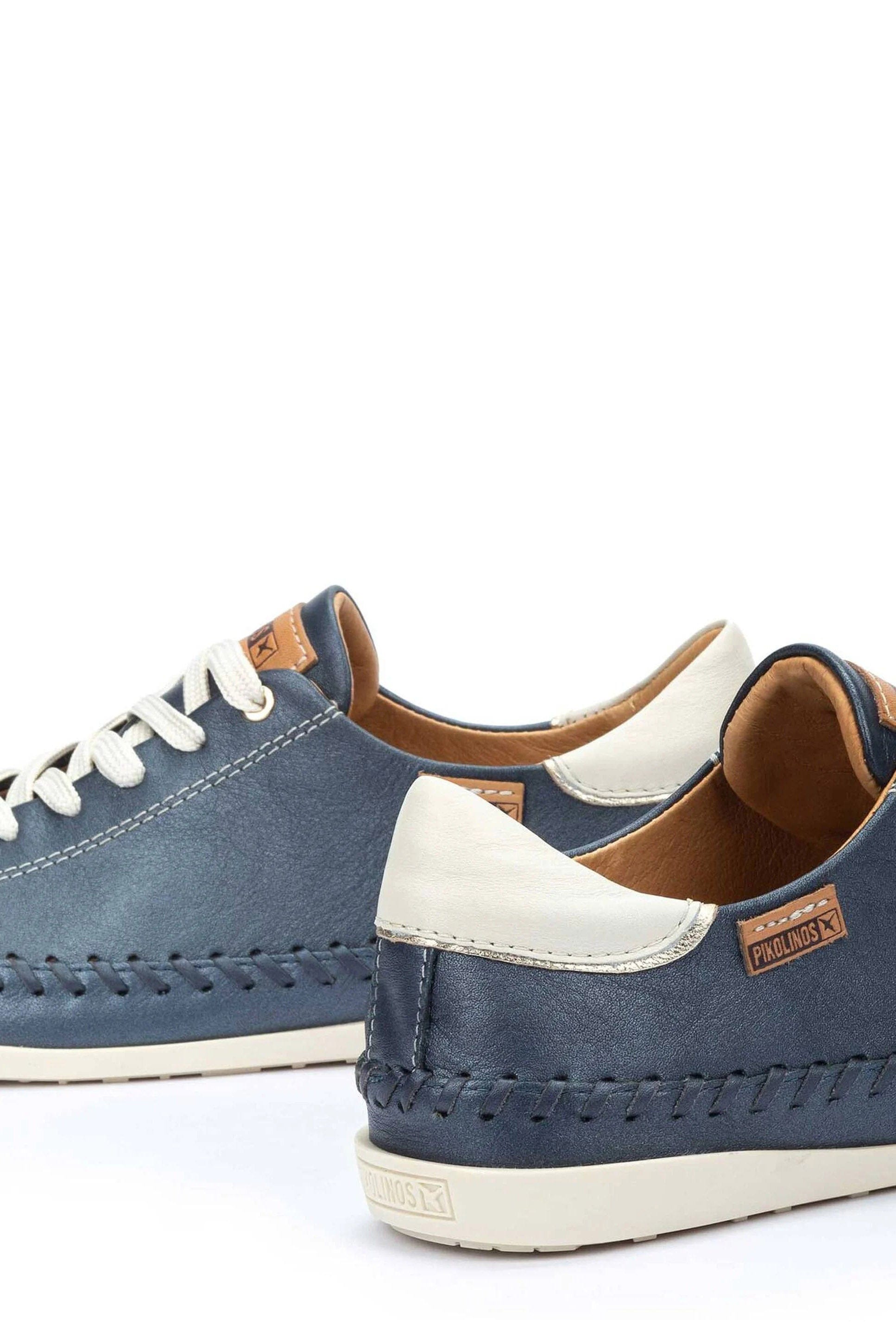 Pikolinos Soller Leather Trainers with Elastic Laces - Blue
