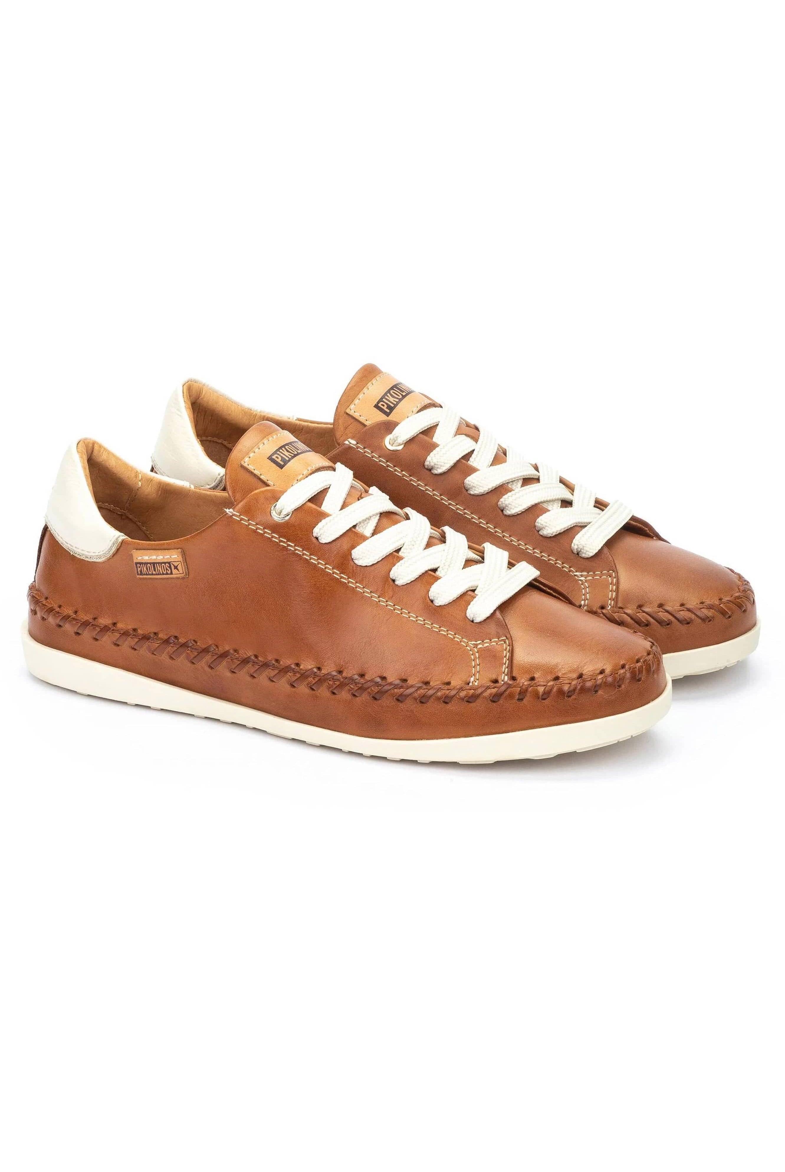 Pikolinos Soller Leather Trainers with Elastic Laces - Brandy
