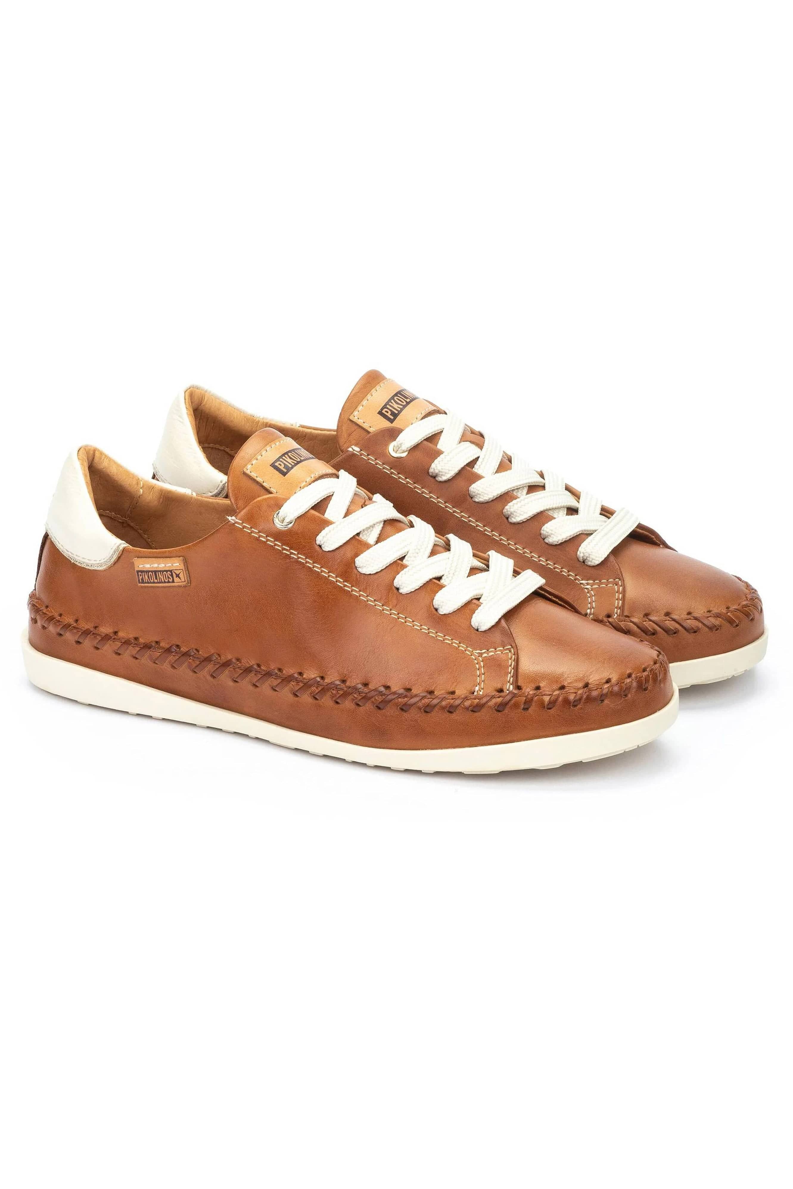 Pikolinos Soller Leather Trainers with Elastic Laces - Brandy
