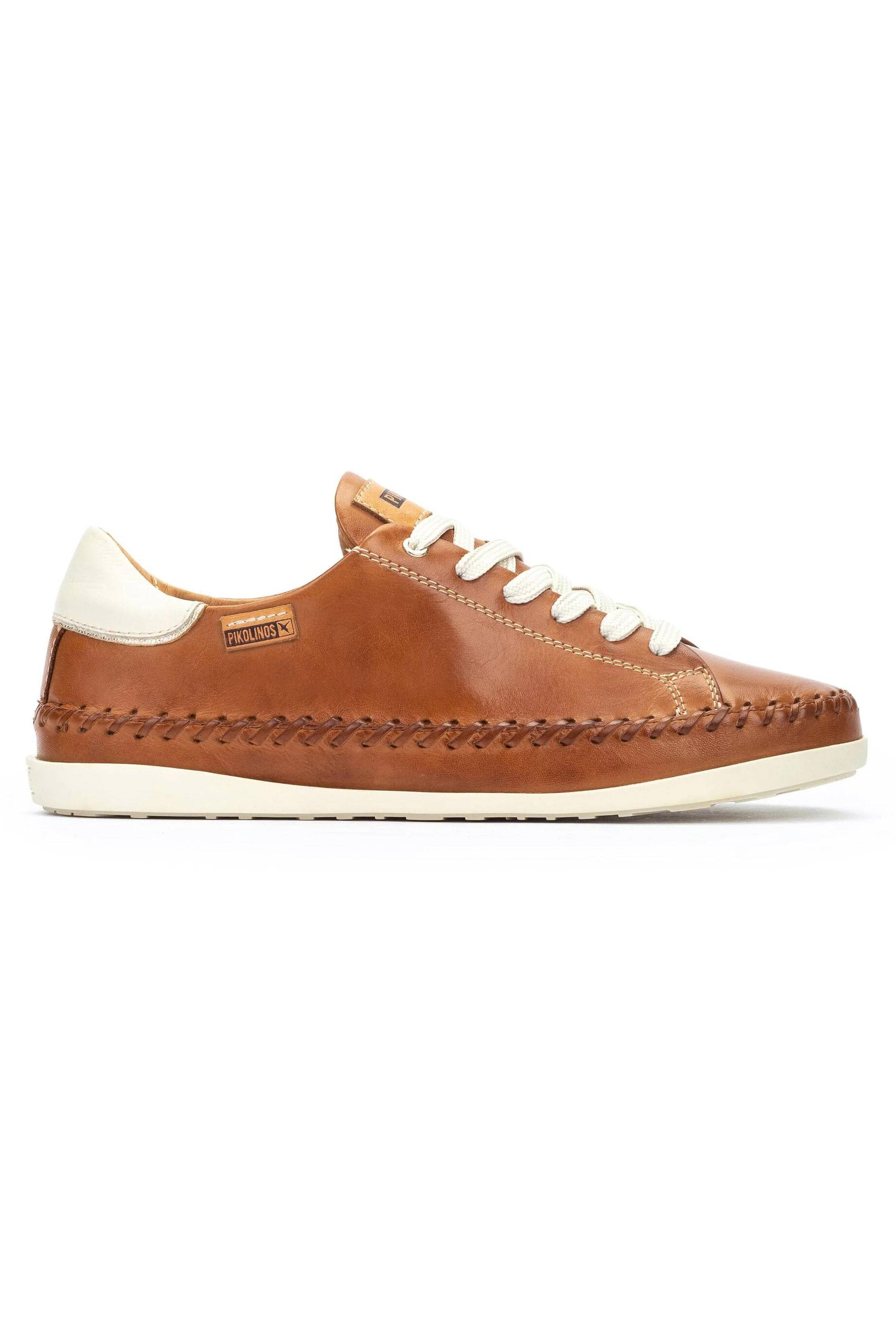 Pikolinos Soller Leather Trainers with Elastic Laces - Brandy
