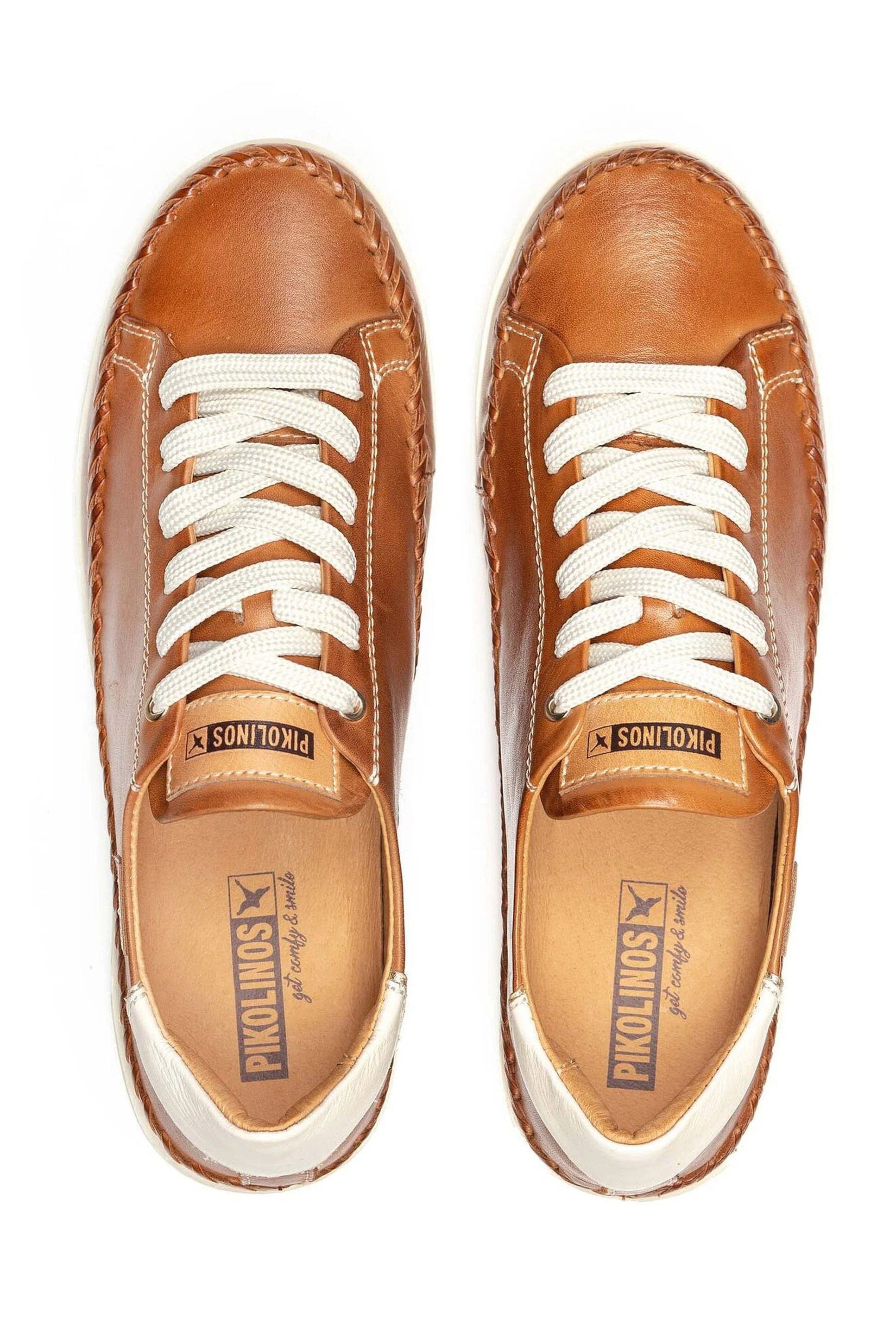 Pikolinos Soller Leather Trainers with Elastic Laces - Brandy