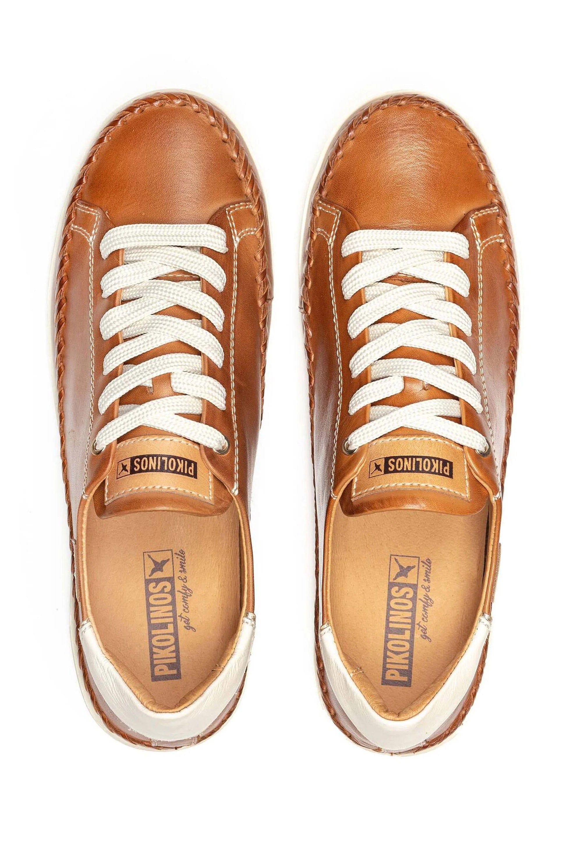 Pikolinos Soller Leather Trainers with Elastic Laces - Brandy