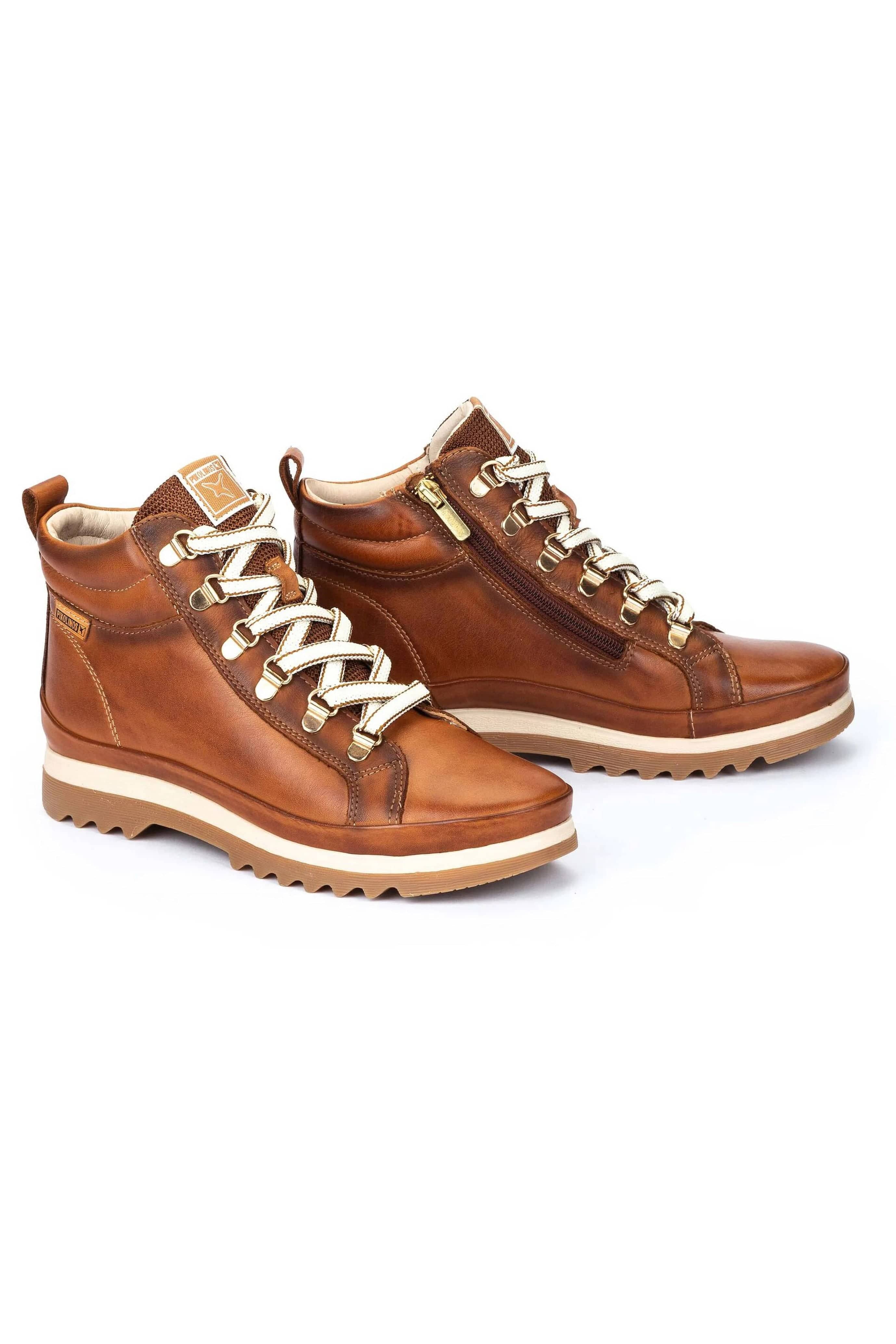 Pikolinos Vigo Leather Lace Up Ankle Boots - Brandy