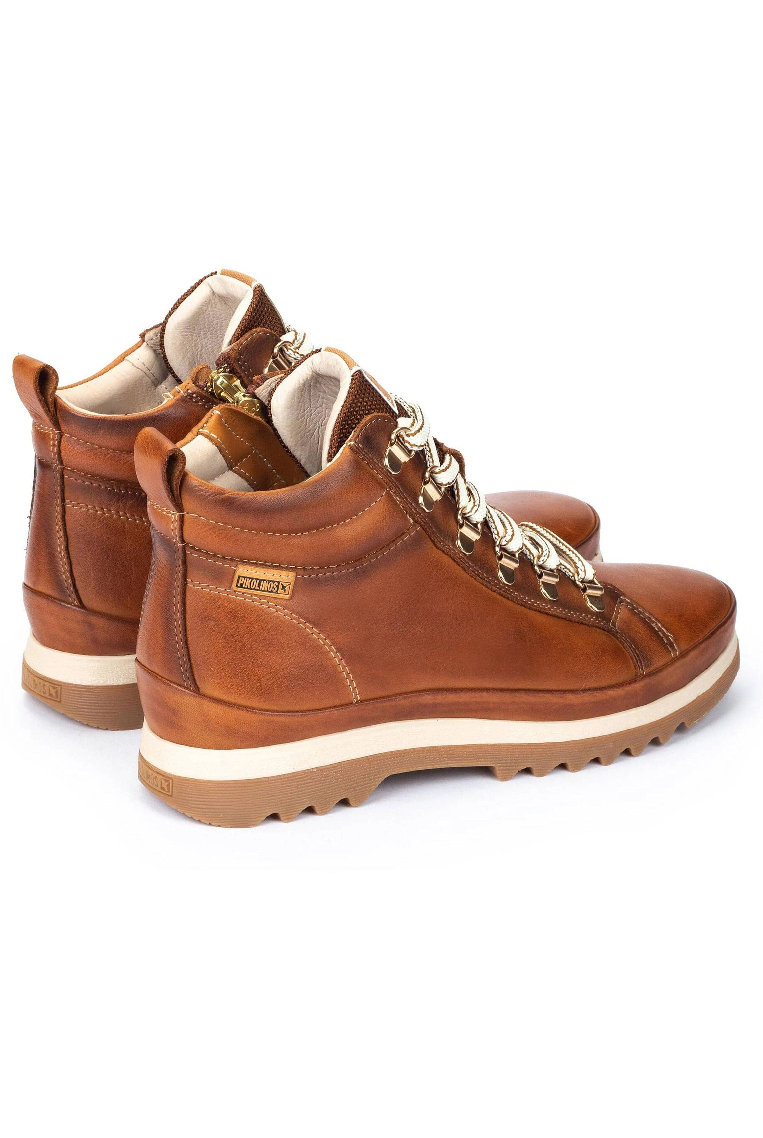 Pikolinos Vigo Leather Lace Up Ankle Boots - Brandy