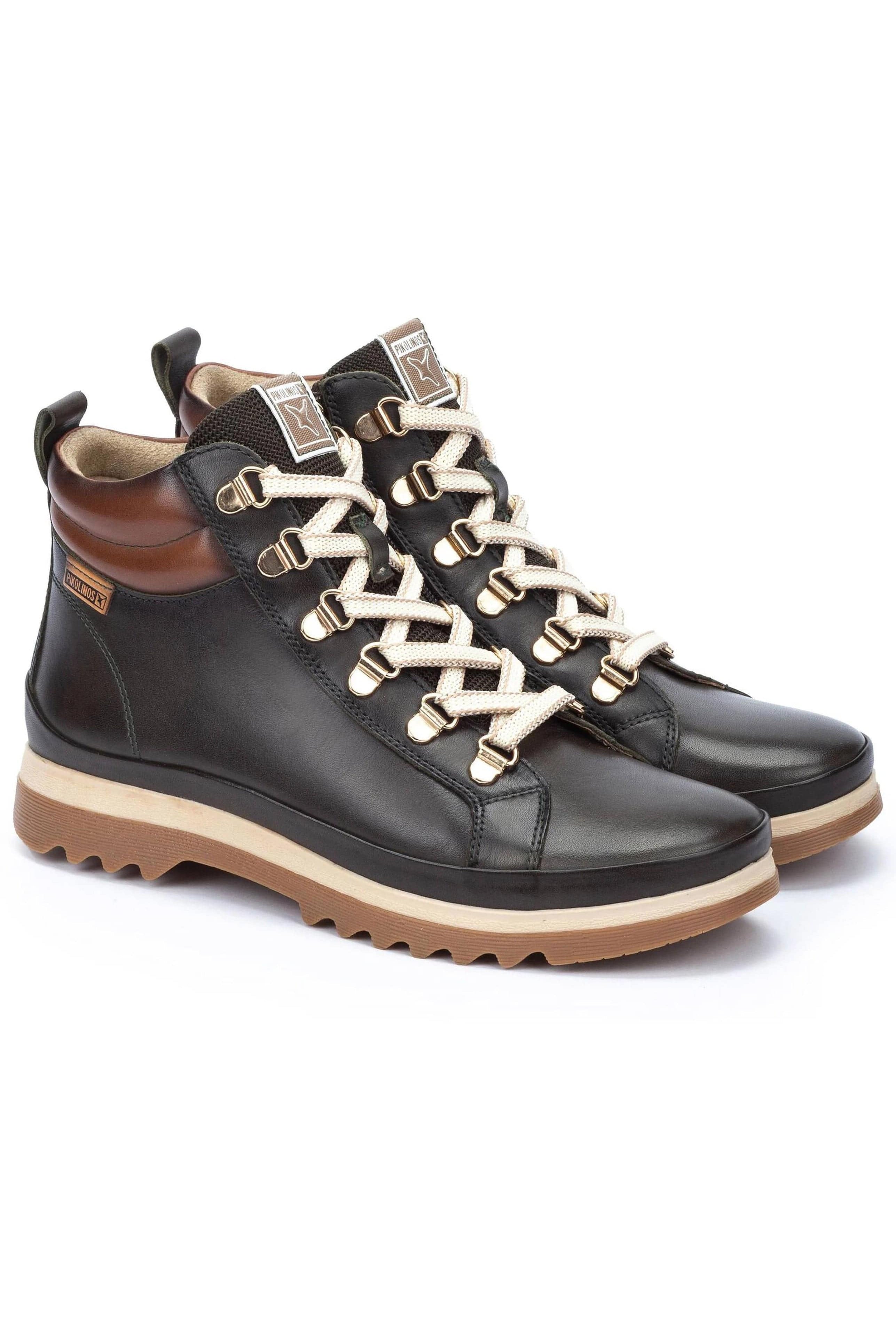 Pikolinos Vigo Leather Lace Up Ankle Boots - Forest