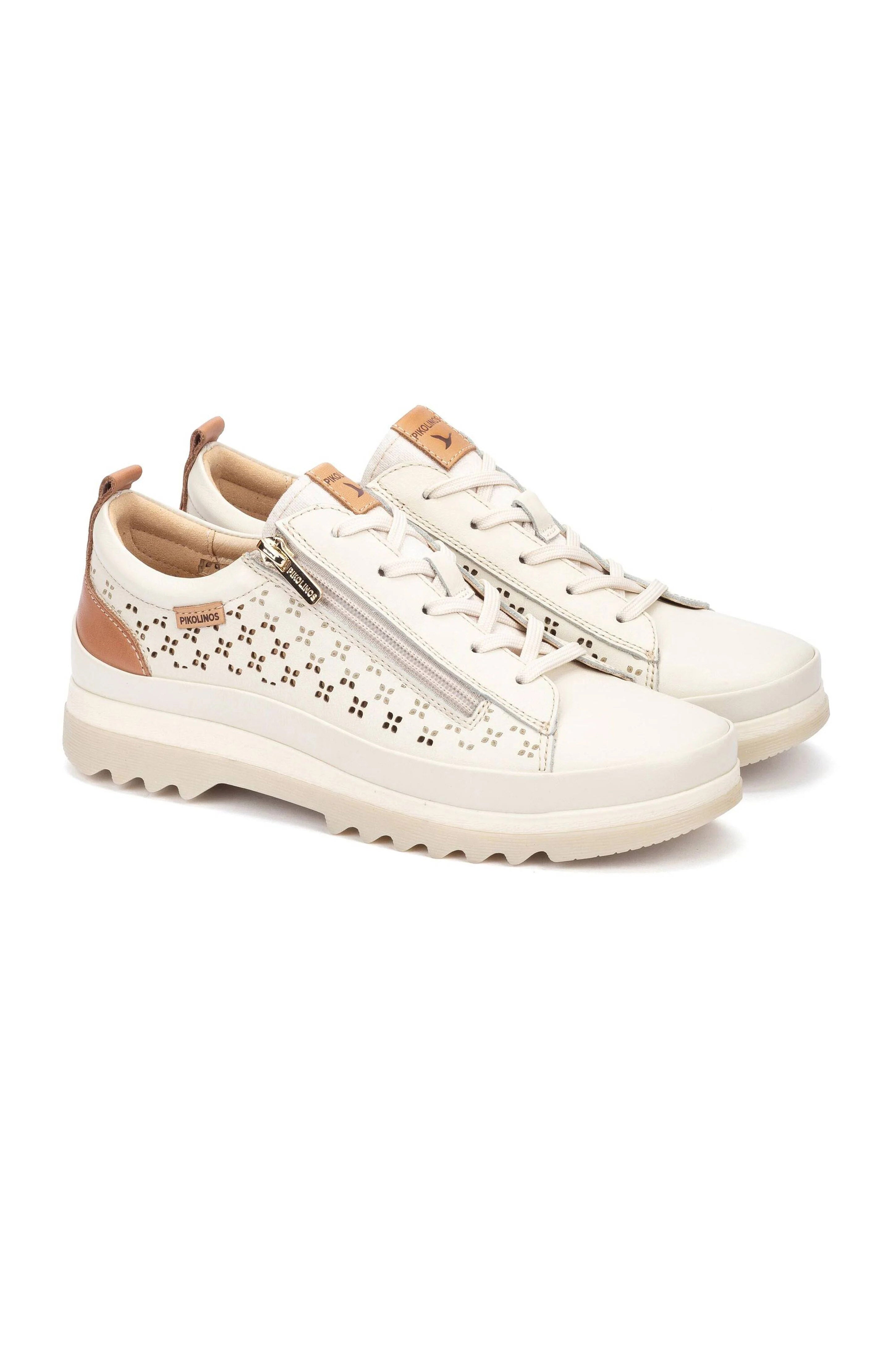 Pikolinos Vigo Leather Side-Zip Trainers - Nata