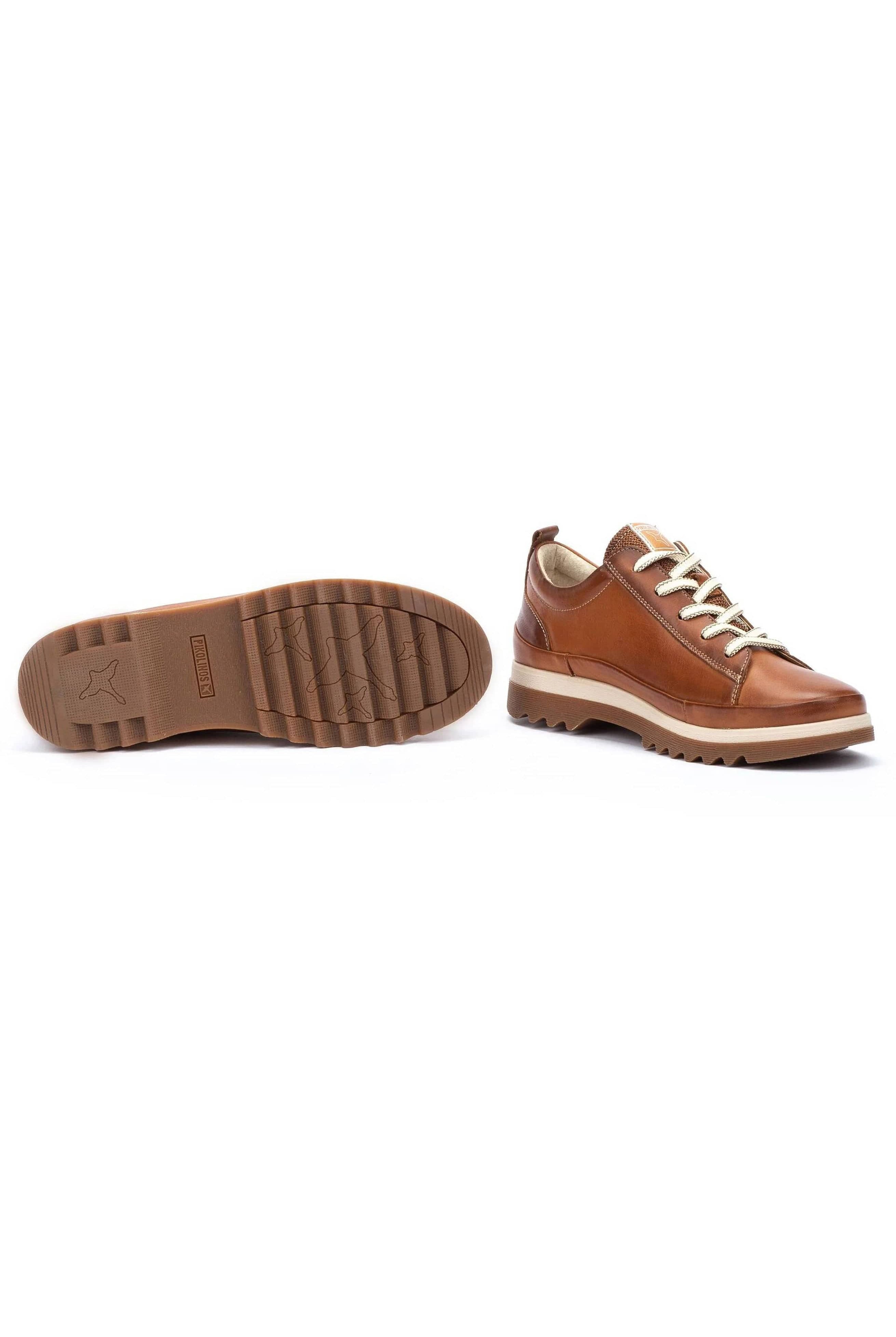 Pikolinos Vigo Leather Trainers with Lace and Zip - Brandy