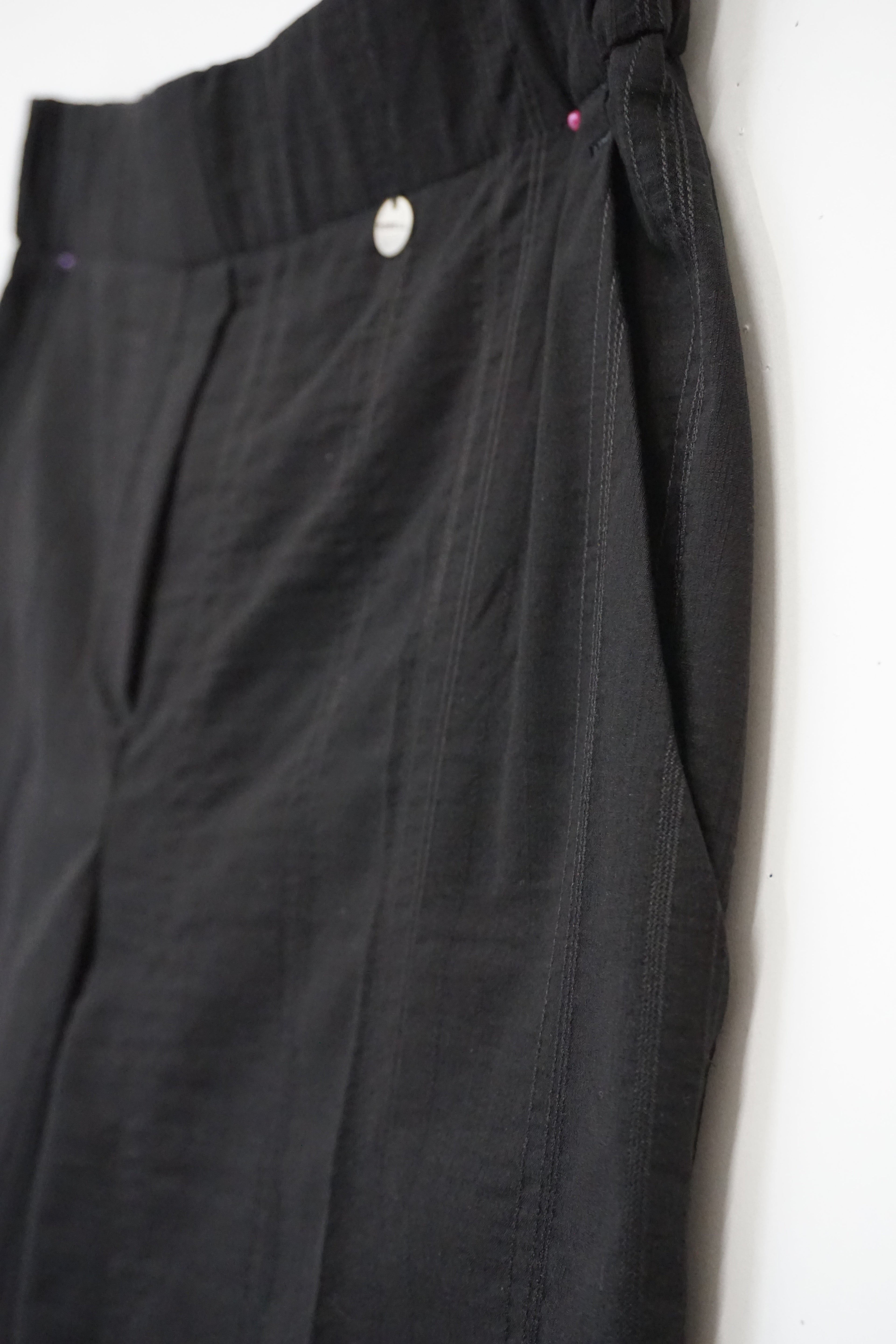 Robell Anna 09 Seersucker 27" Leg Ankle Grazer Trousers - Black