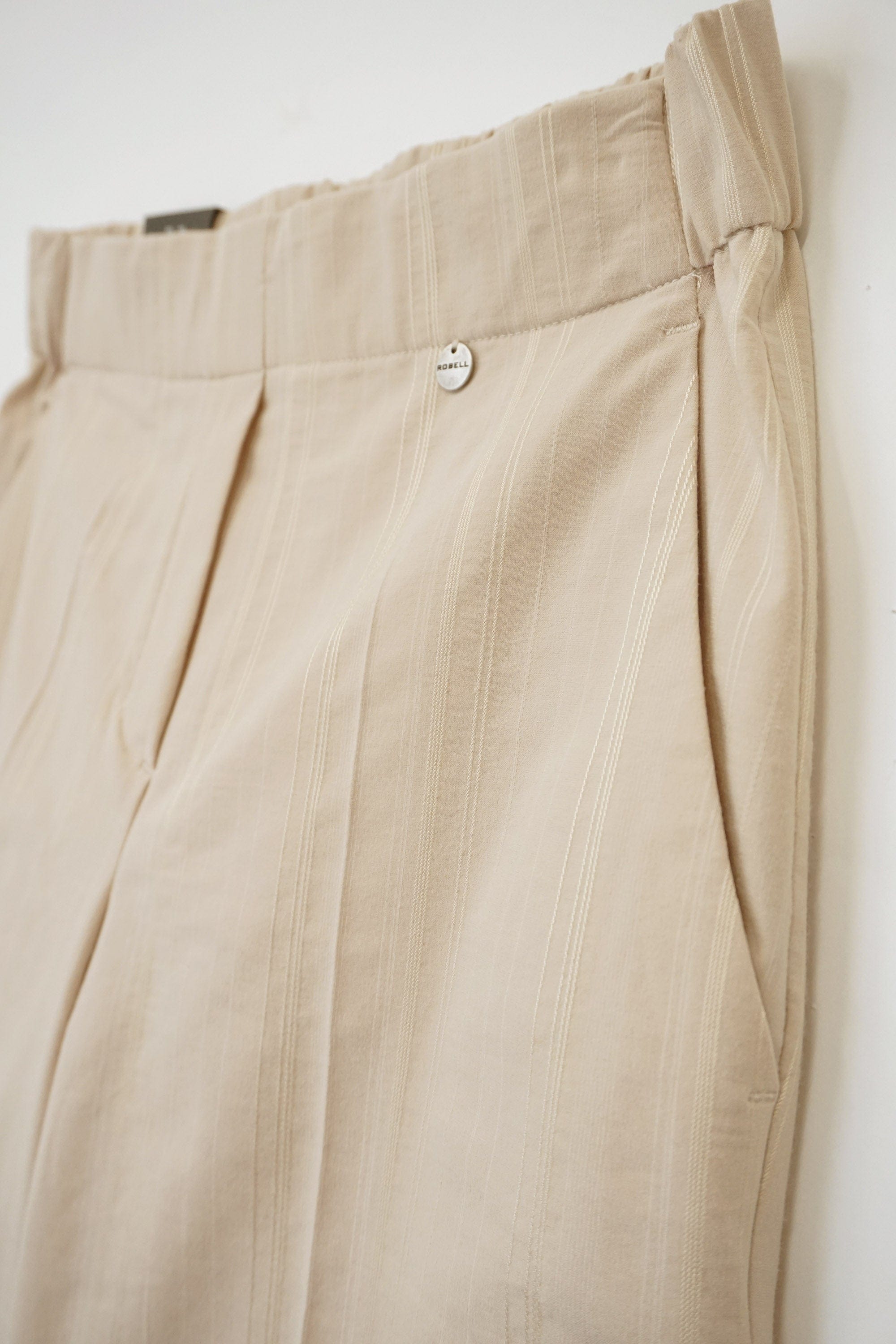 Robell Anna 09 Seersucker Cotton Blend Ankle Grazer Trousers - Gold